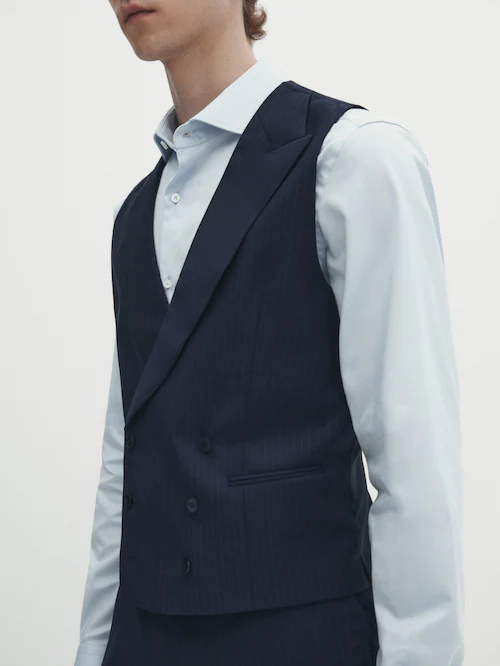 super · Blue Navy suit · Massimo wool Blazers 120\'s waistcoat | Pinstripe Dutti