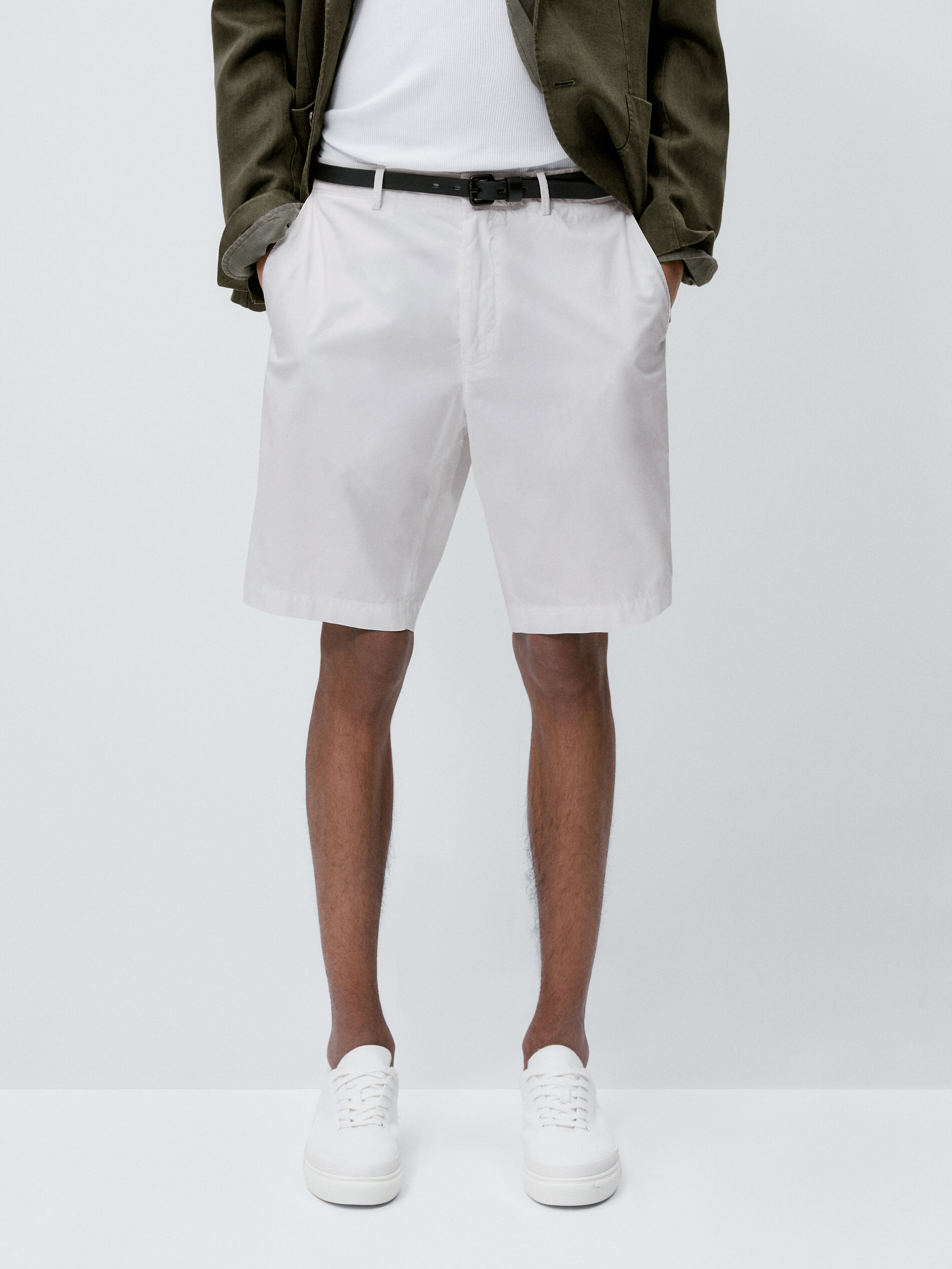 Cotton micro twill Bermuda shorts