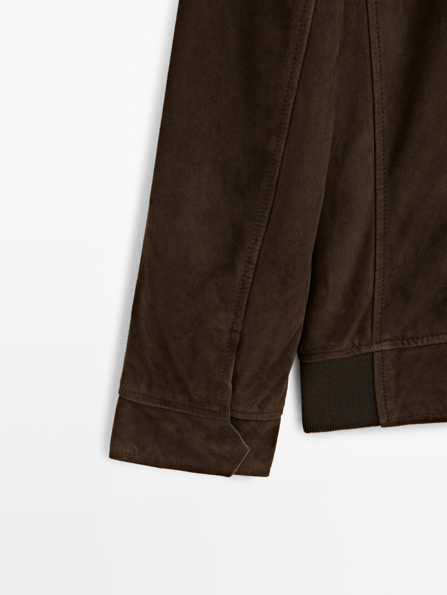 Suede leather jacket Dark Khaki Skirts Massimo Dutti