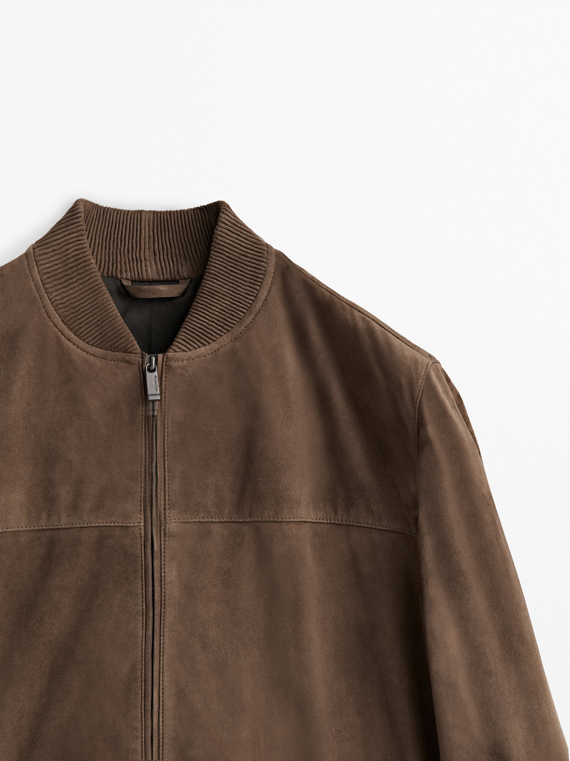 Suede leather bomber jacket Grey Skirts Massimo Dutti
