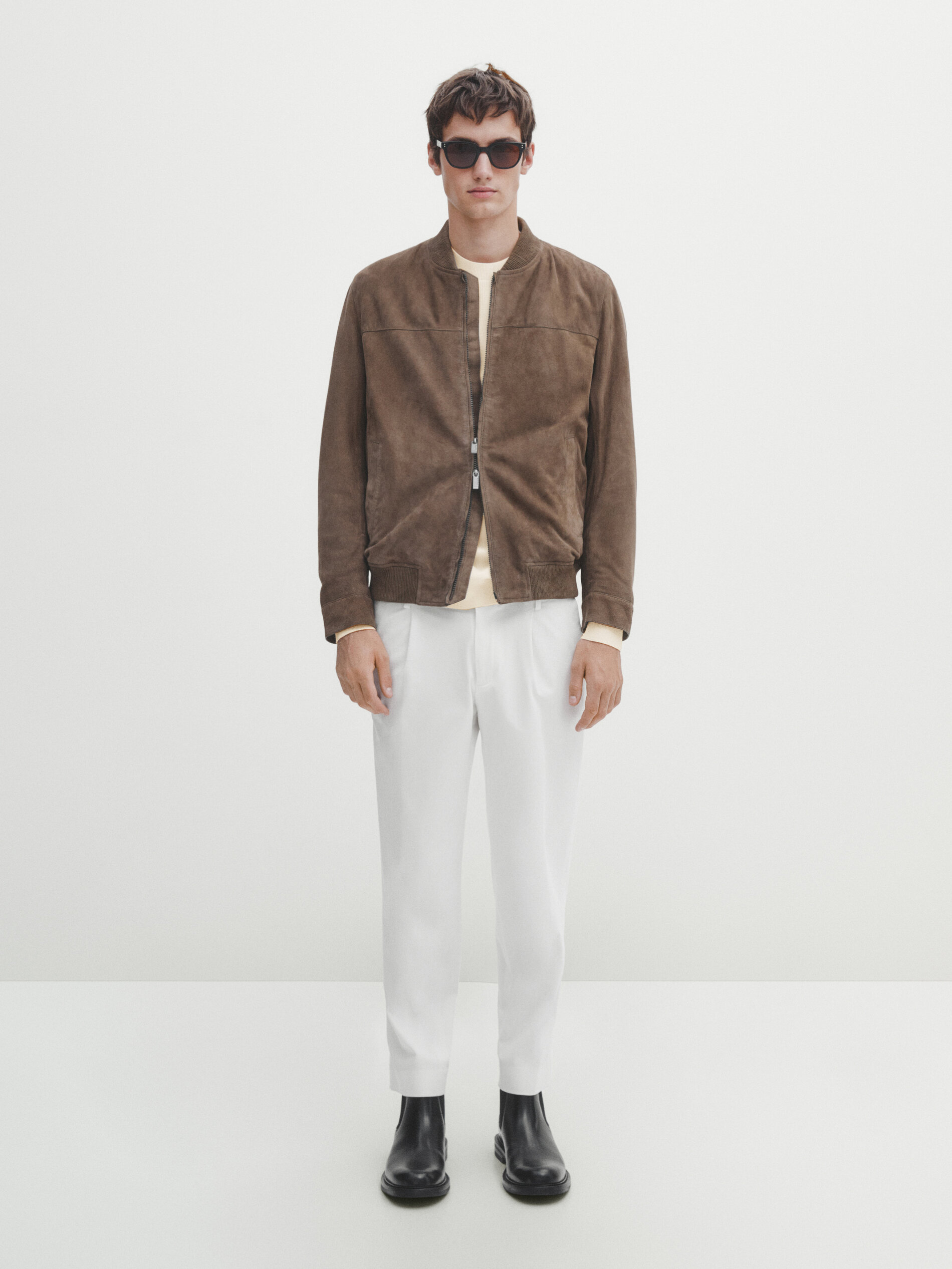 Su de leren bomberjack Grijs Tassen En Rugzakken Massimo Dutti