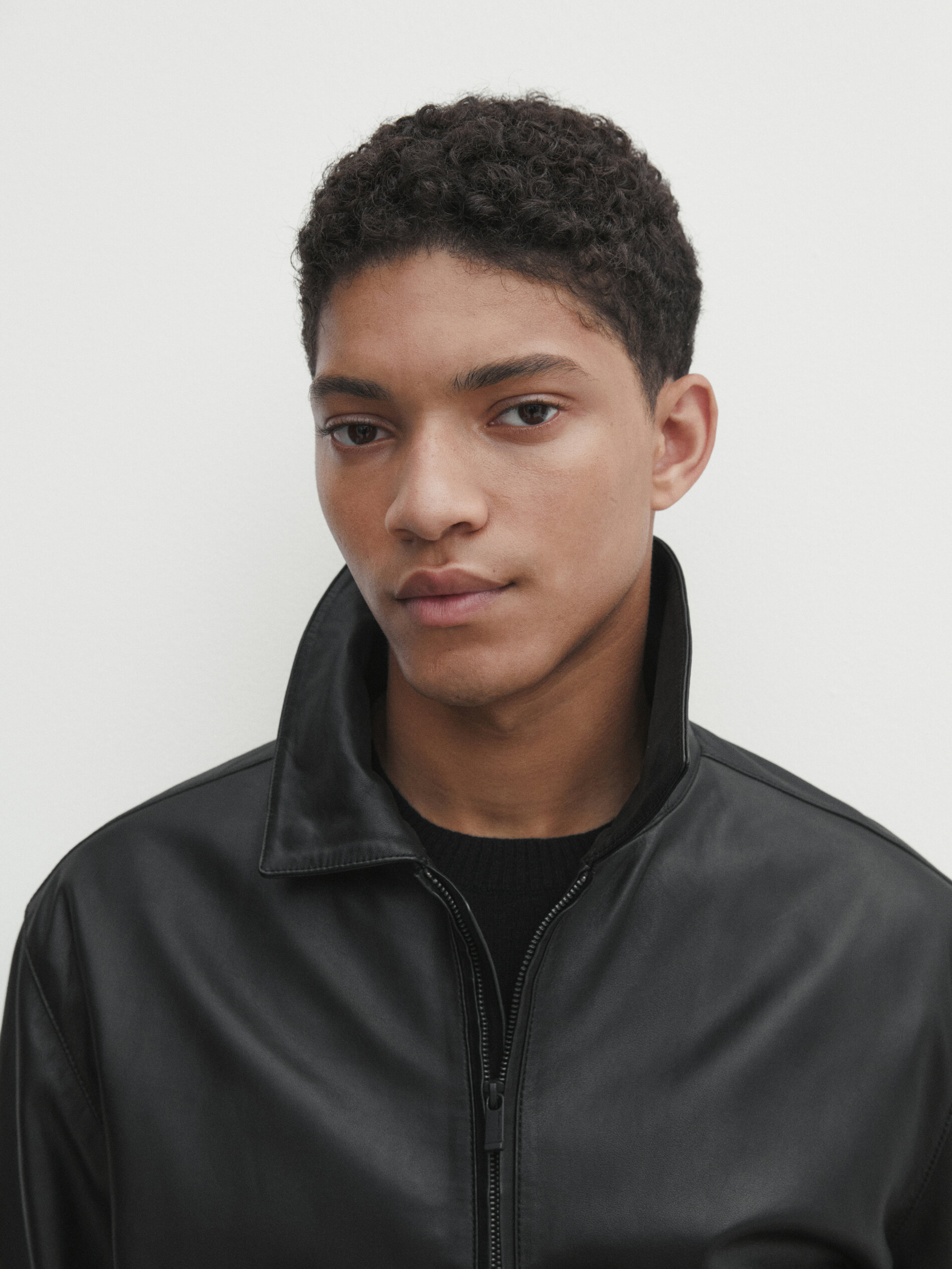 Nappa leather jacket with furskin collar