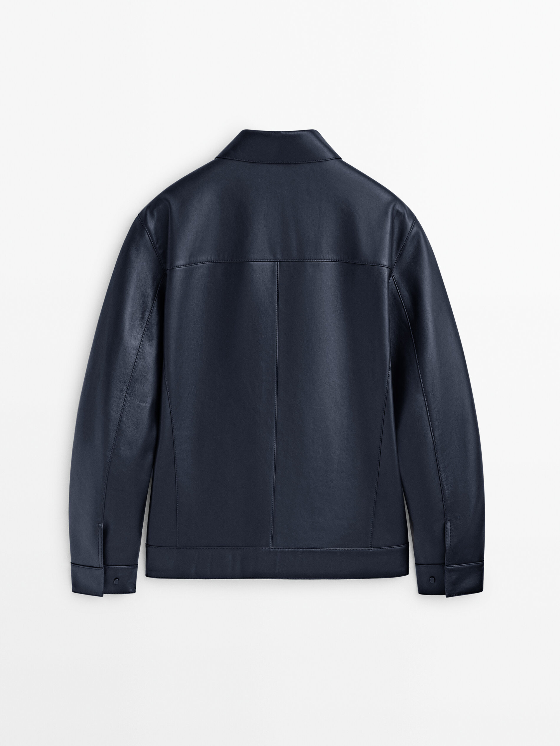 Massimo dutti blue leather jacket store