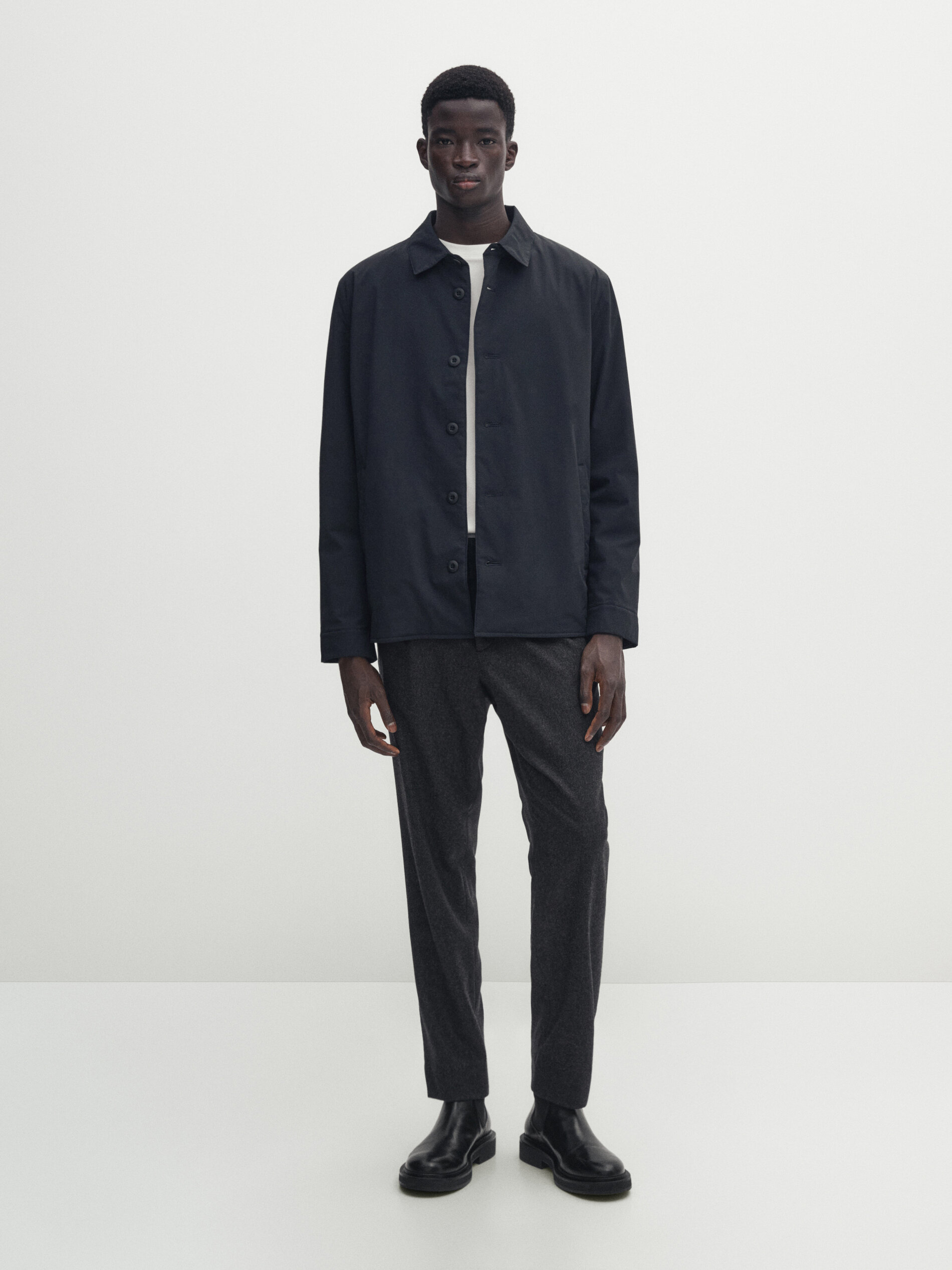 Lightweight technical overshirt jacket Navy Blue Dark Khaki