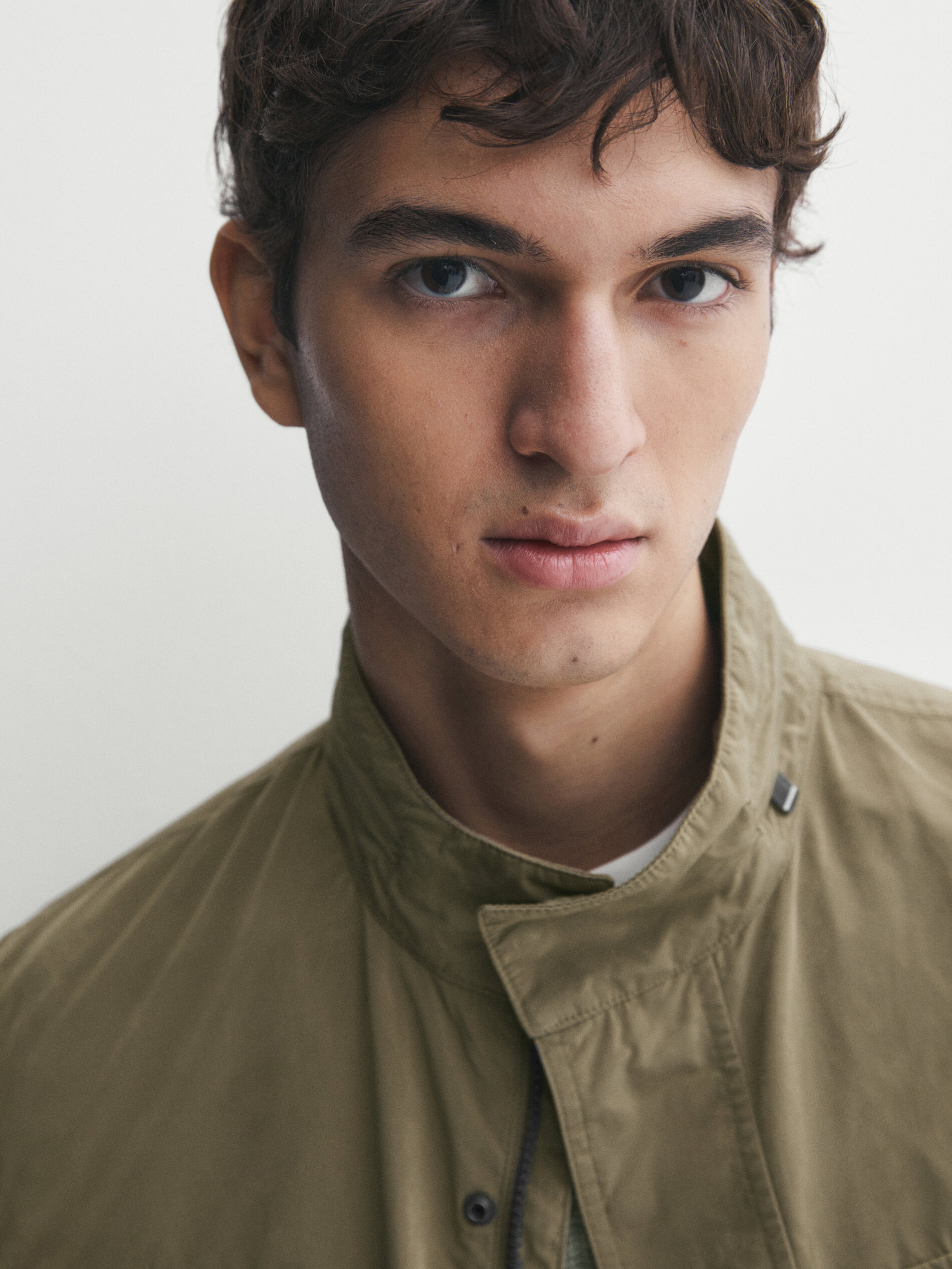 Hooded technical jacket with zip Golden Brown Navy Blue Coats