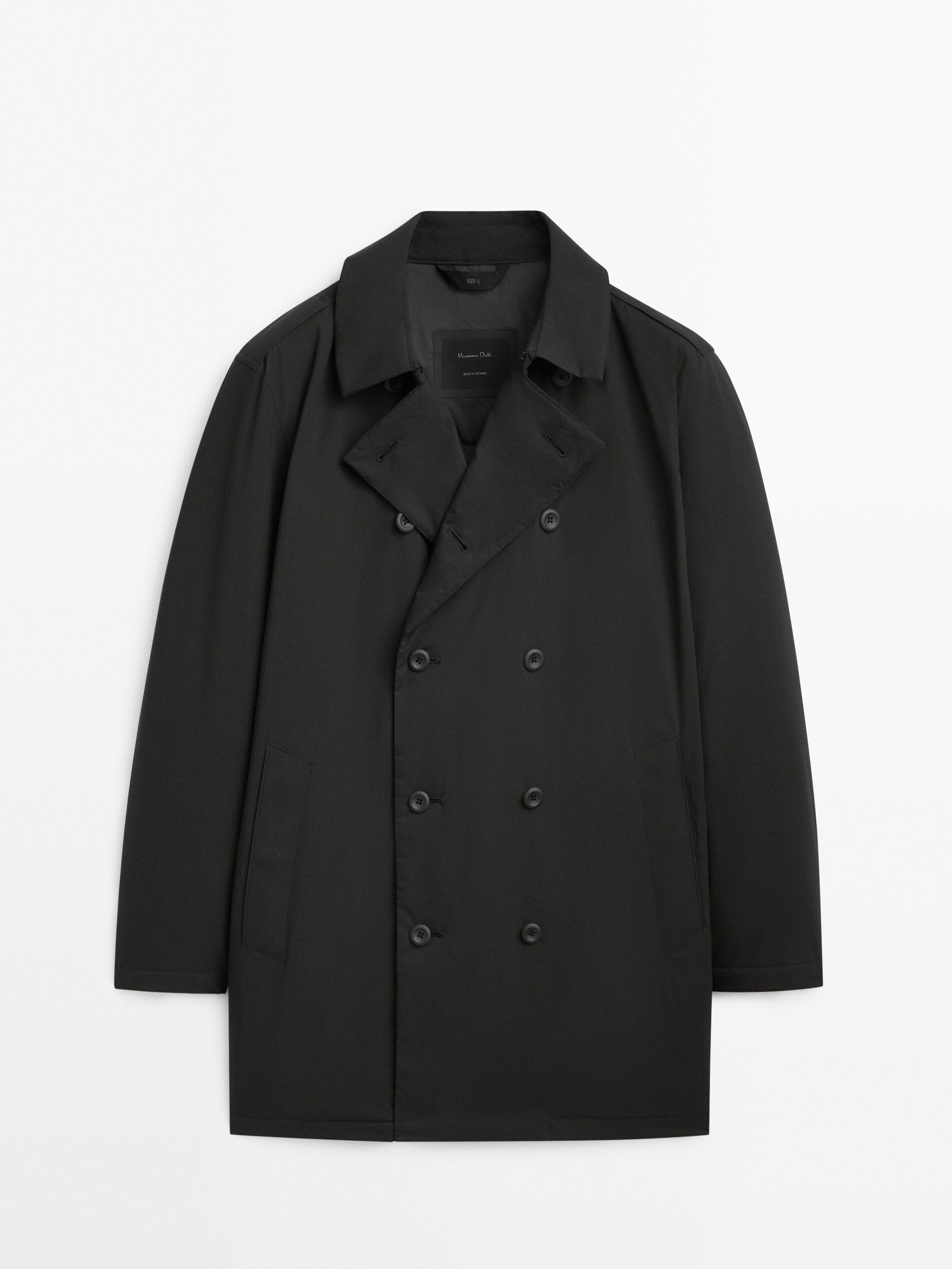 Down and feather trench coat Black Coats And Jackets Massimo