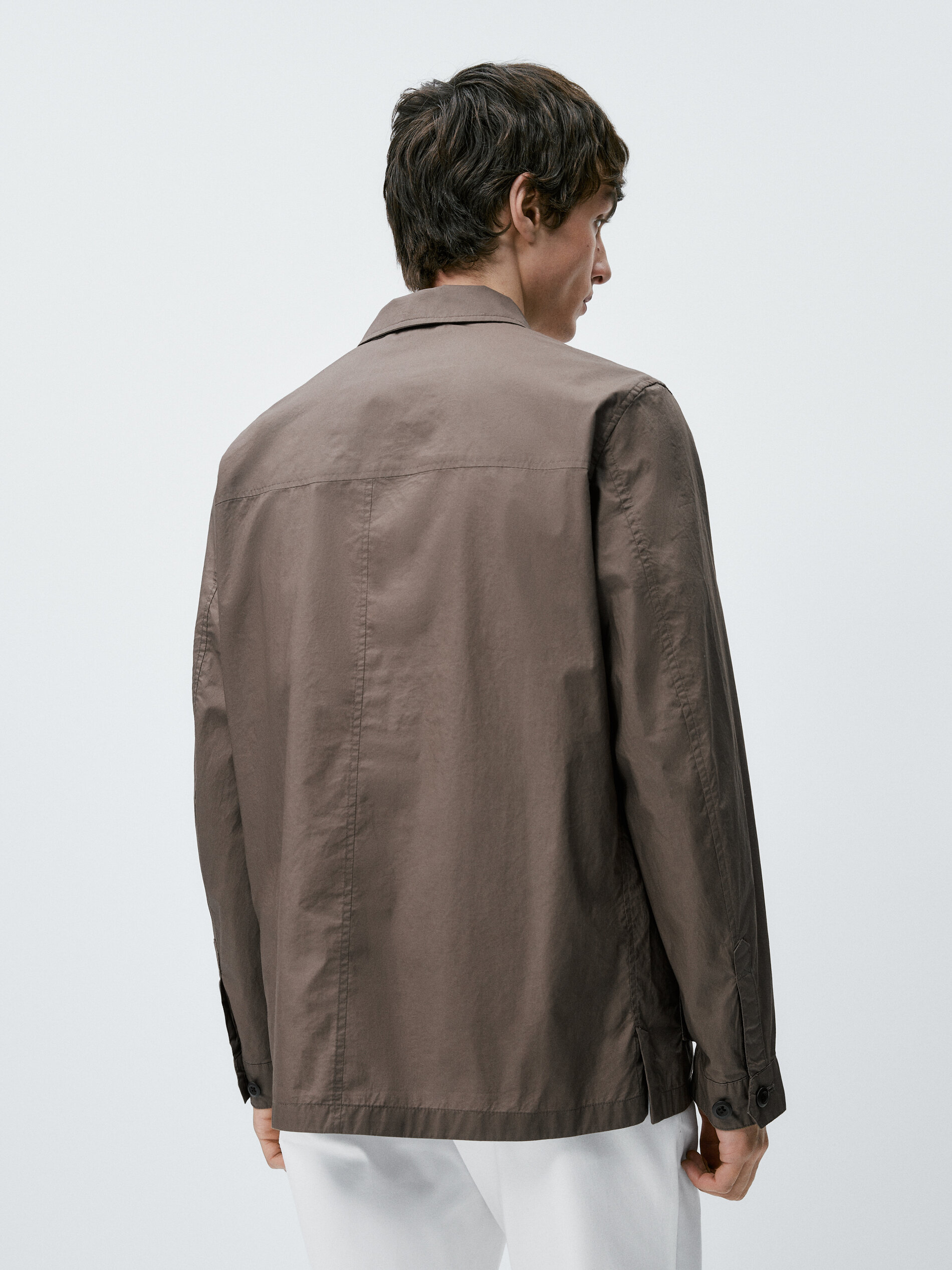Overshirt in technical fabric with pockets Brown Coats And