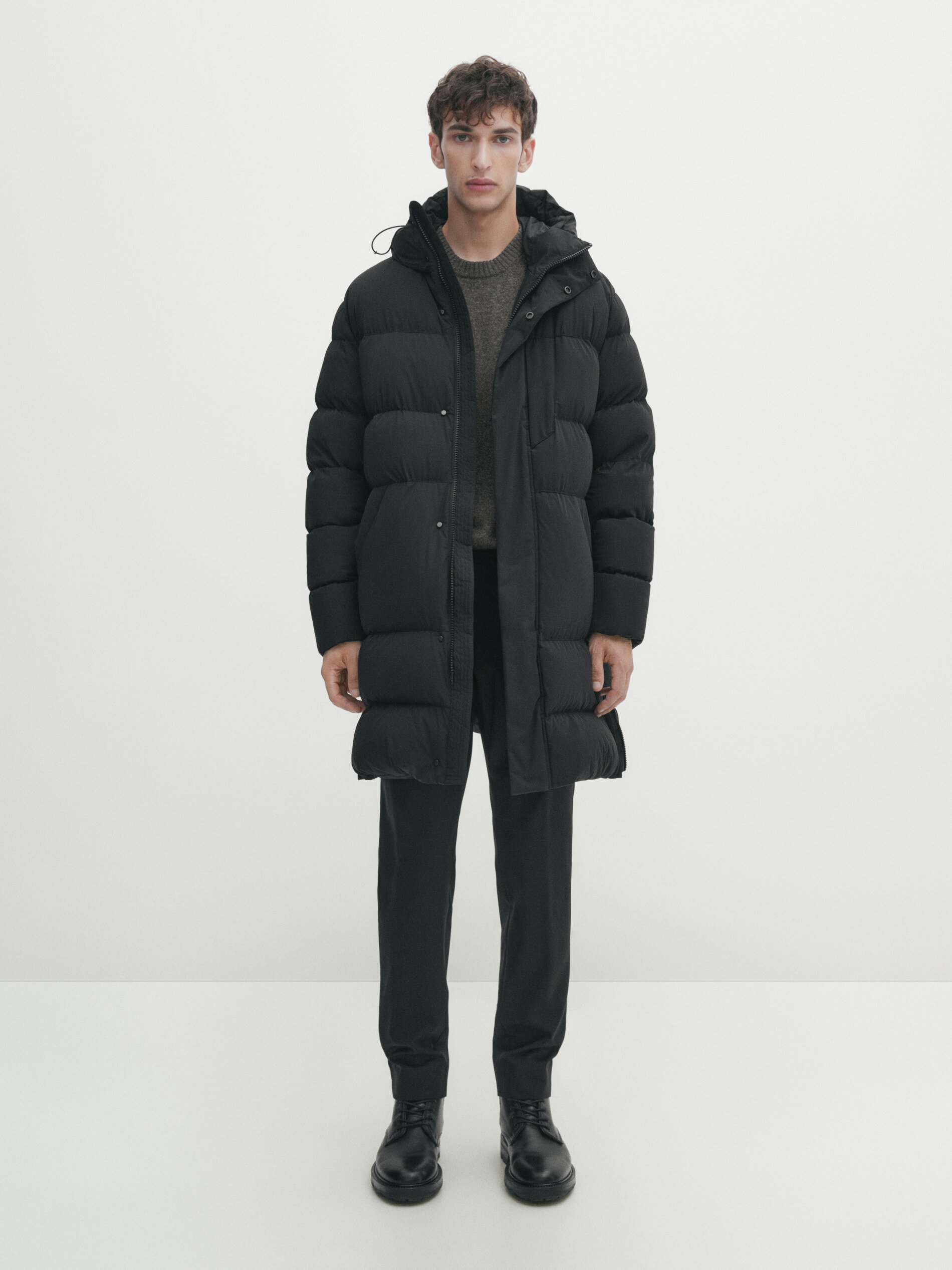 Bi stretch down and feathers filling jacket Black Golden Brown