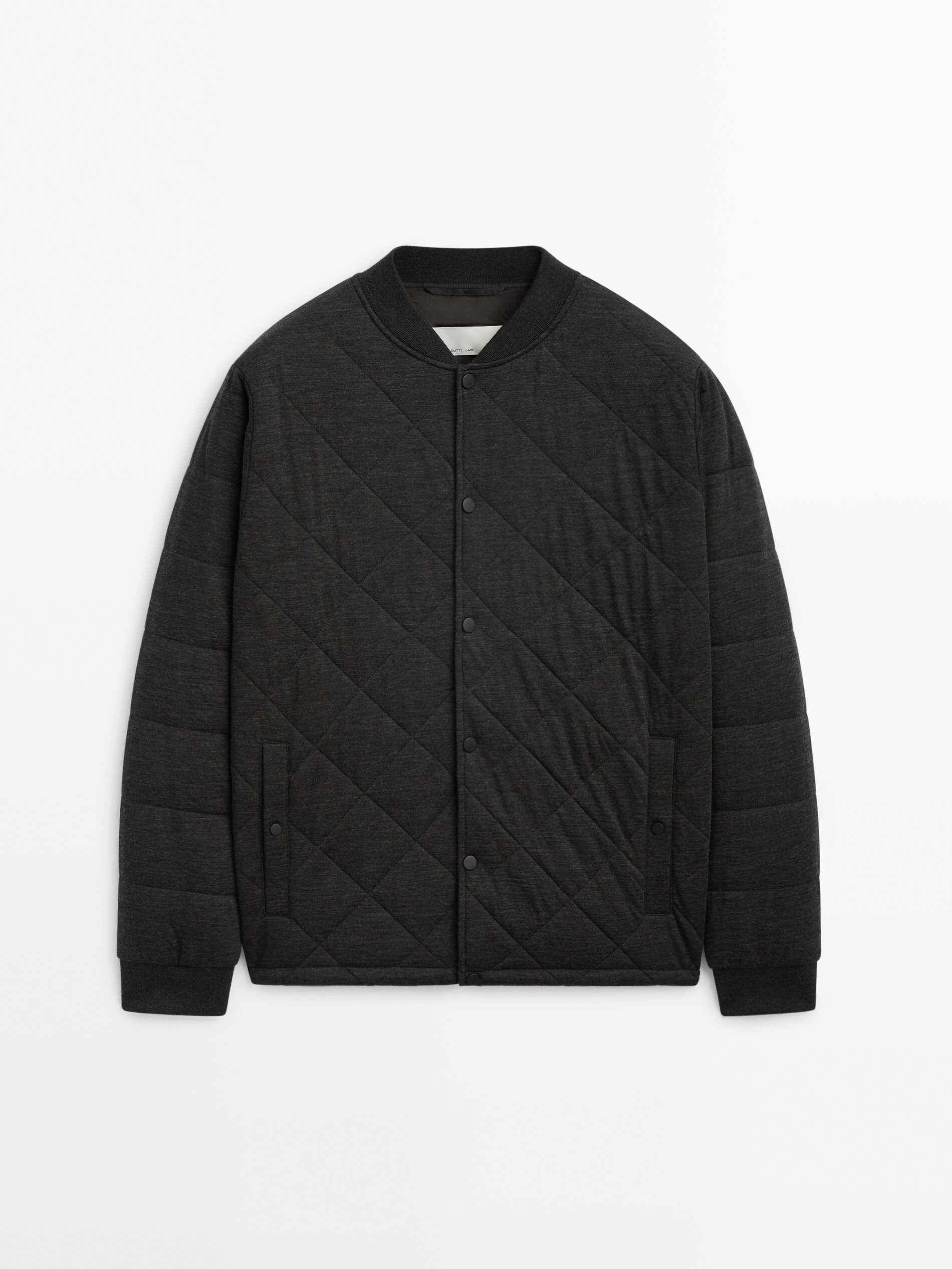 100 extra fine wool varsity bomber jacket Anthracite Grey Navy