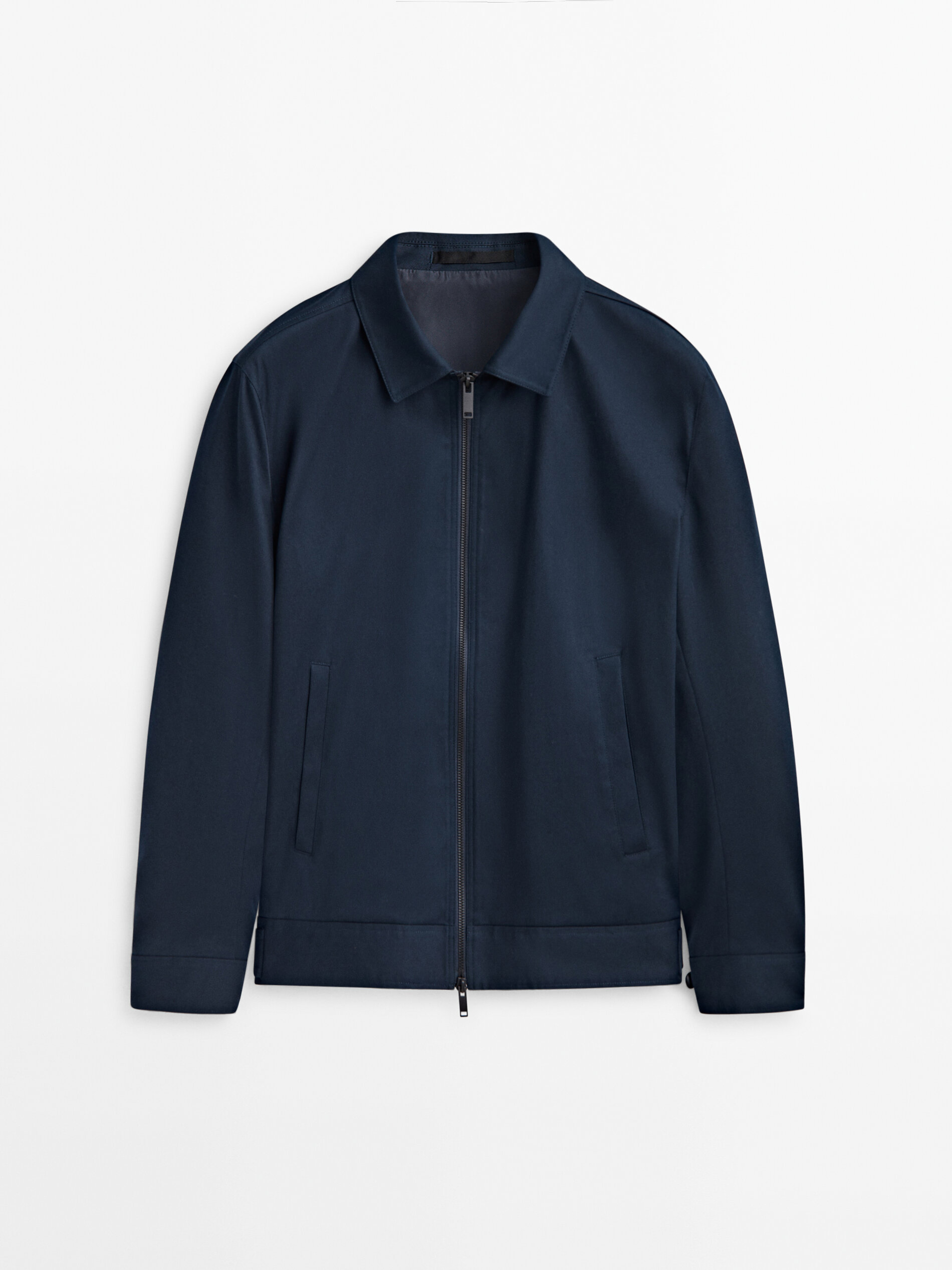 Cotton blend zip up jacket Studio Navy Blue Dressy Massimo