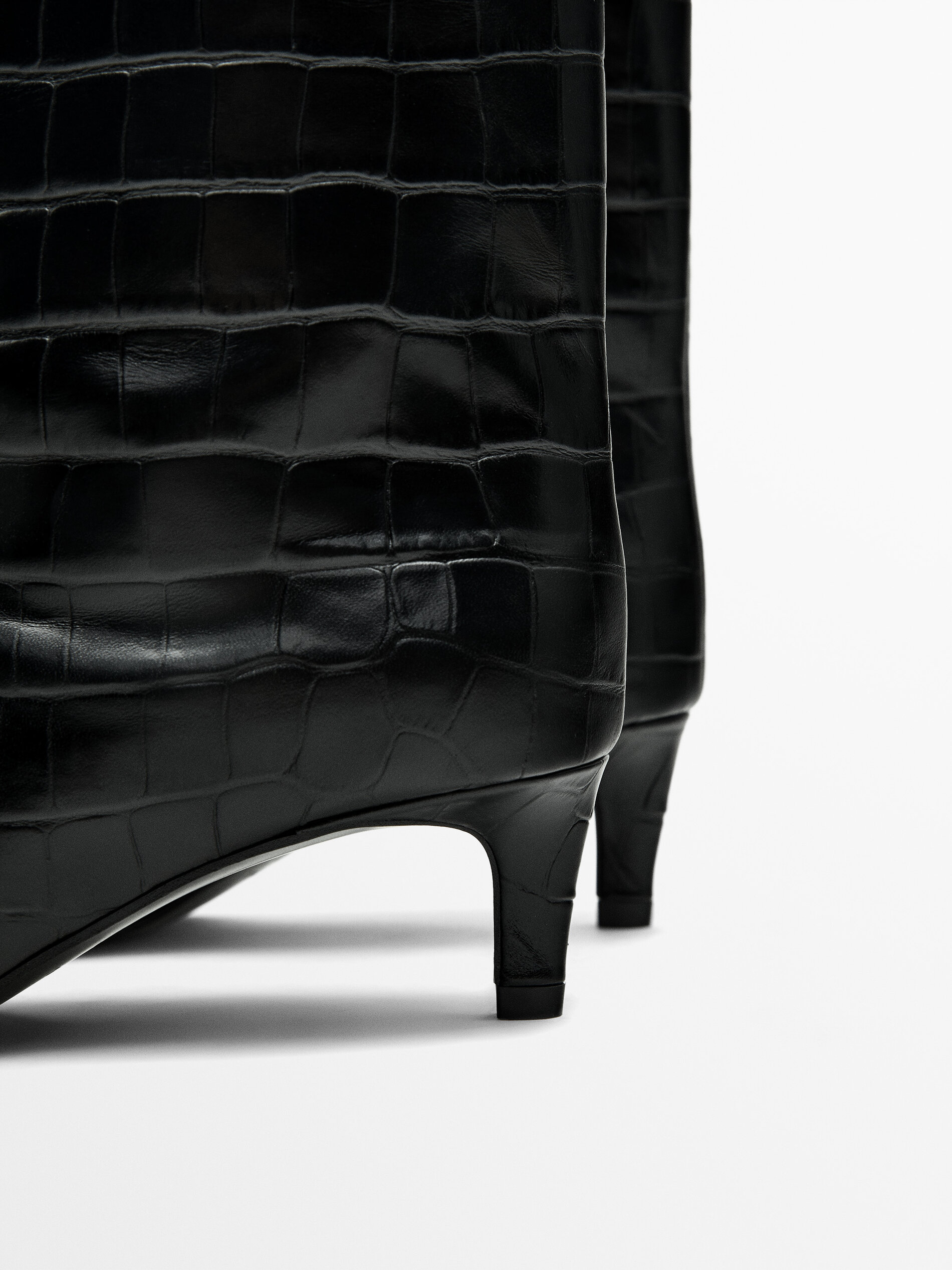 Mock croc print leather ankle boots cheap
