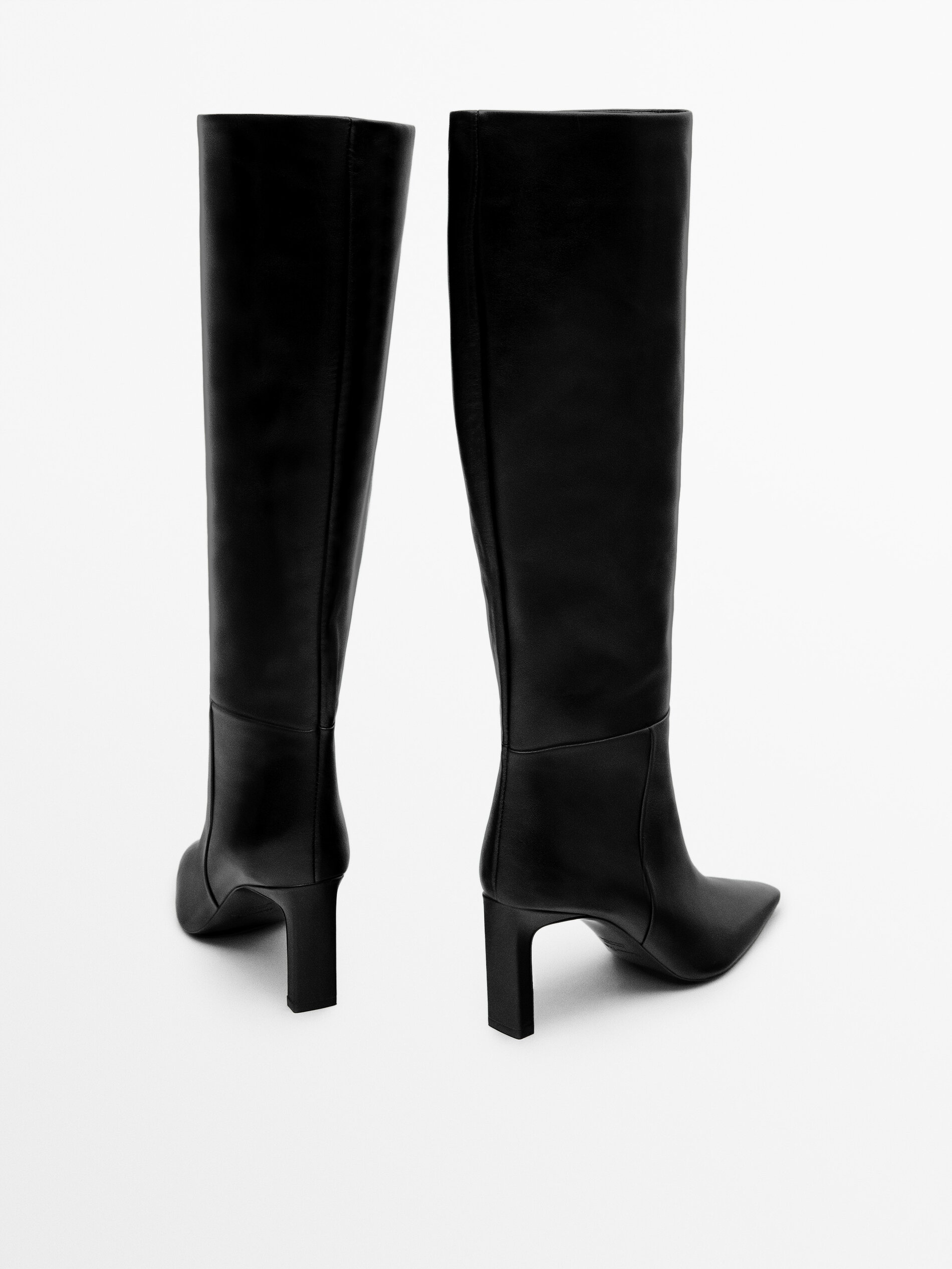Leather boots with square heel · Black · Boots And Ankle Boots