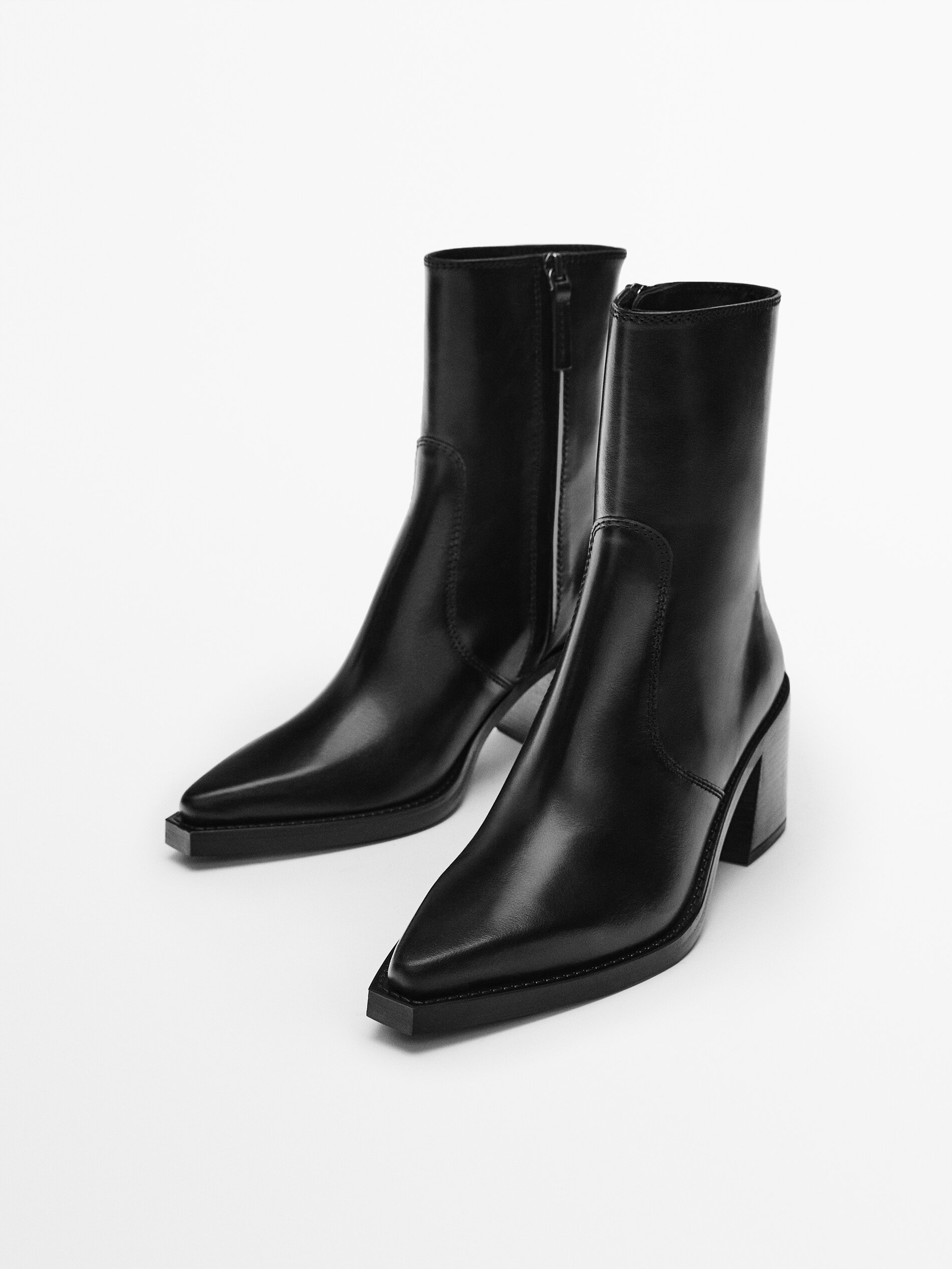 Bottines cuir talon carré discount