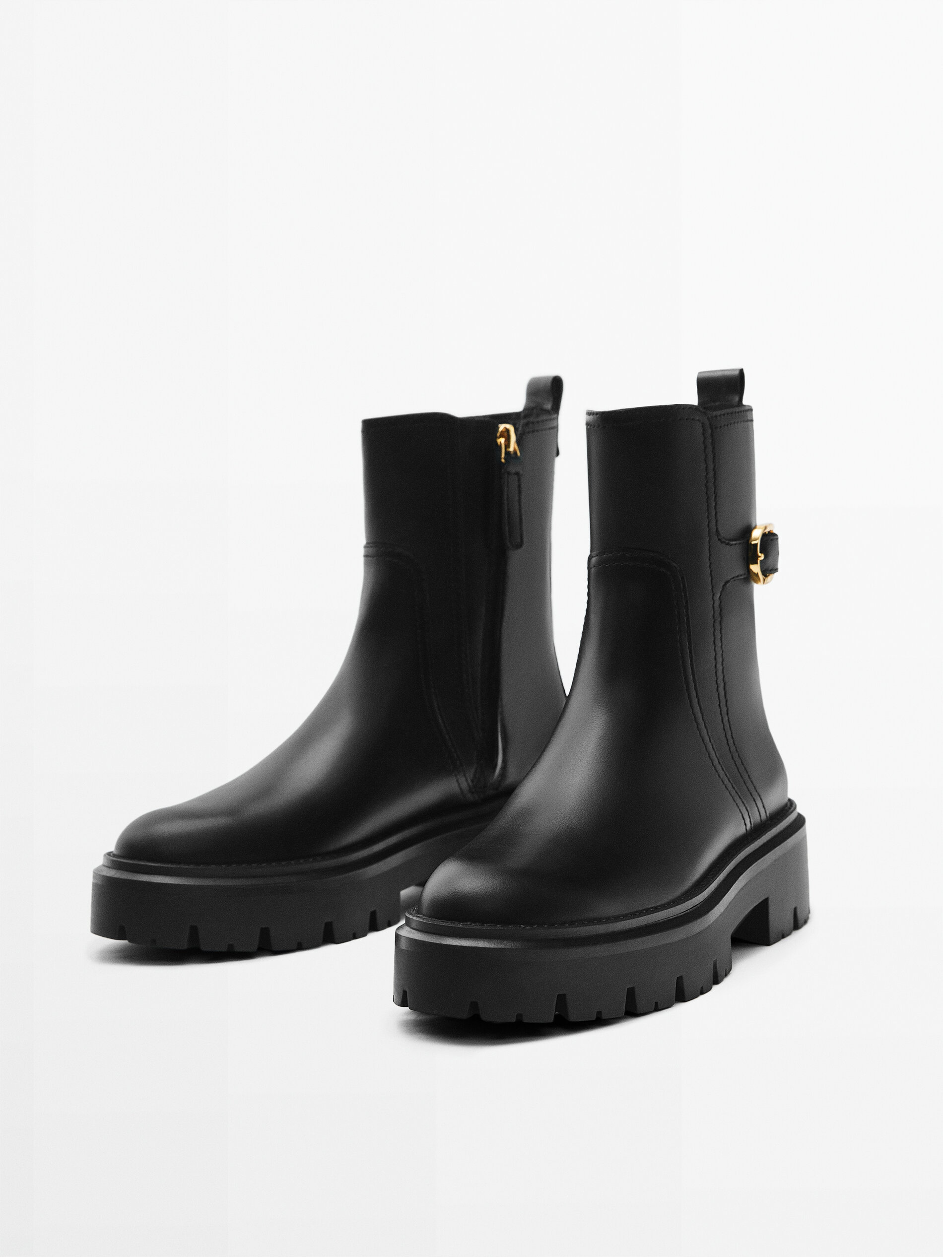 Botin plano piel shop piso track