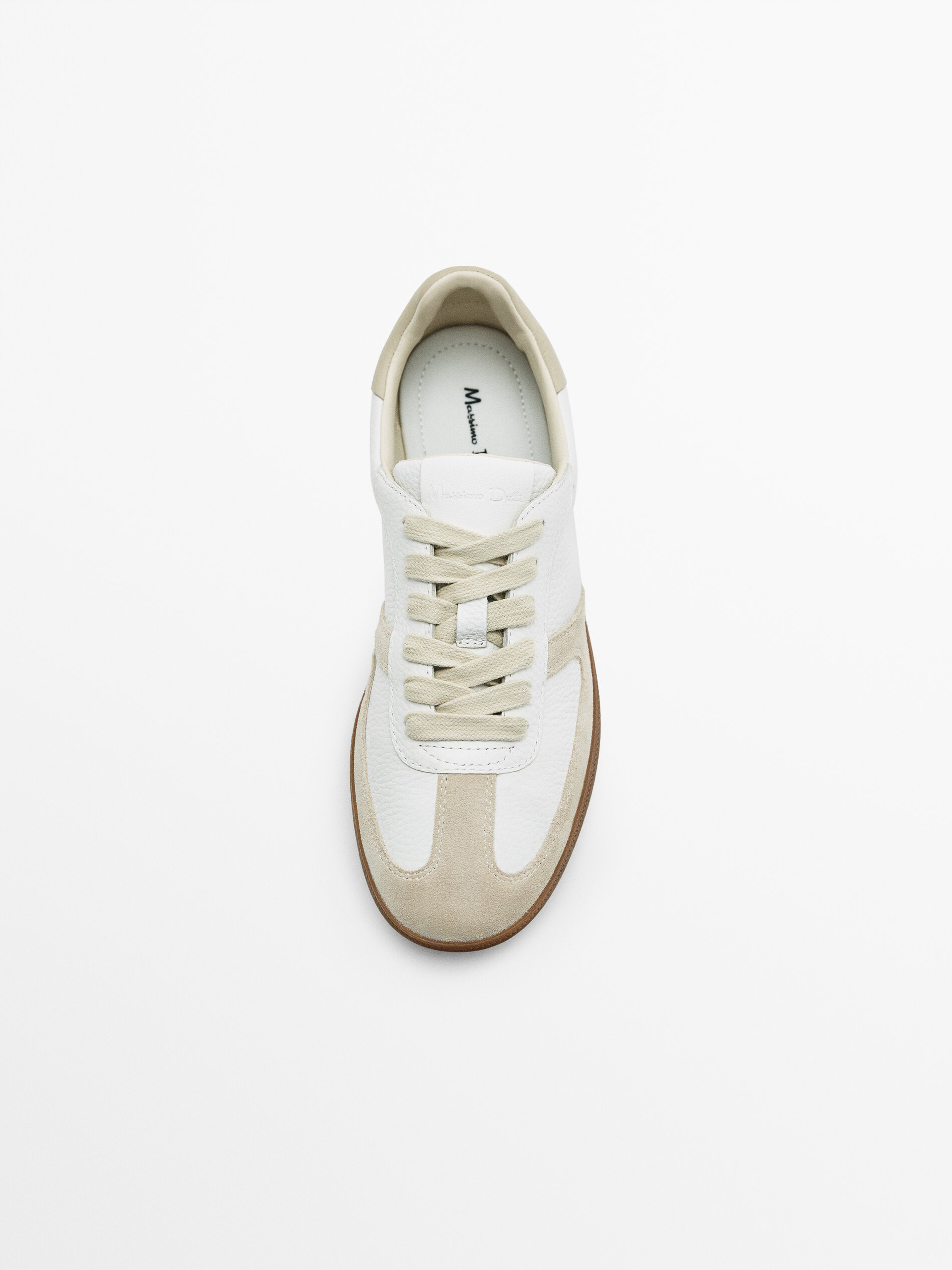Contrast split suede leather trainers