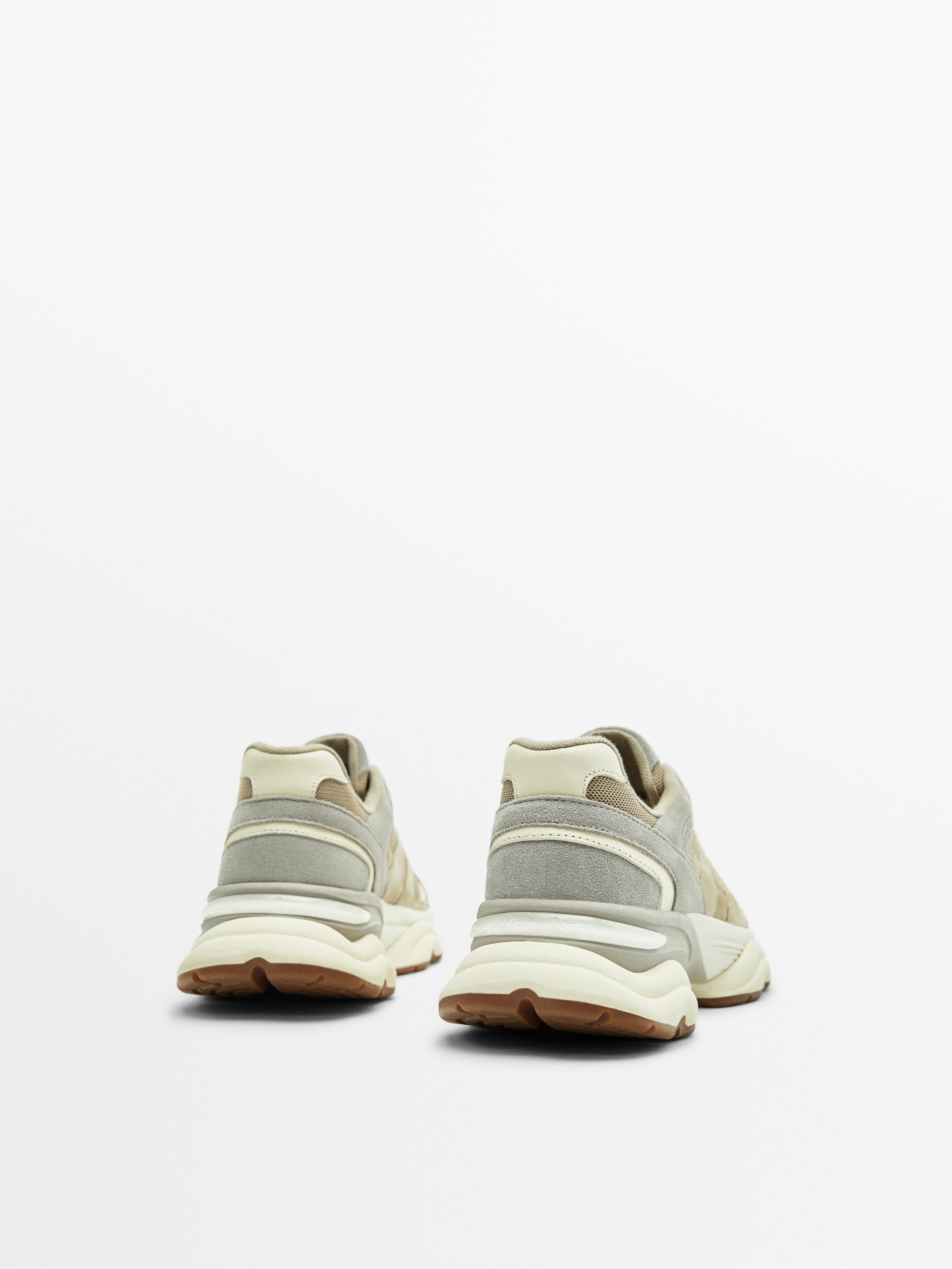 Contrast split suede mesh trainers