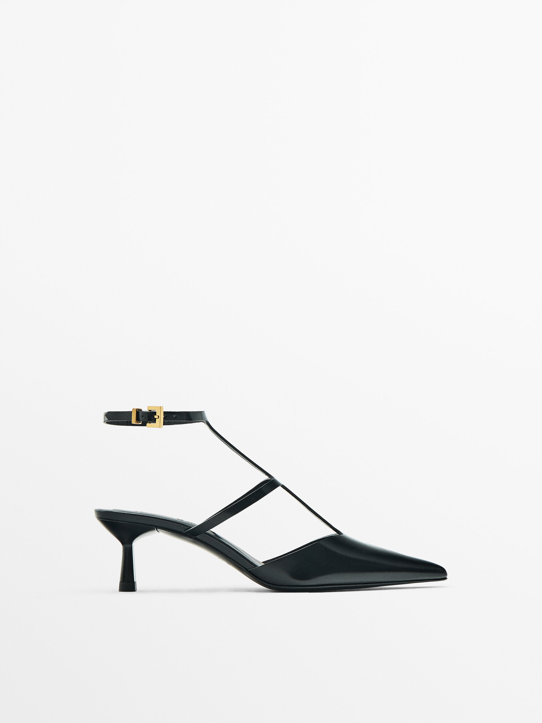 Heeled slingback shoes Black Heel Shoes Massimo Dutti