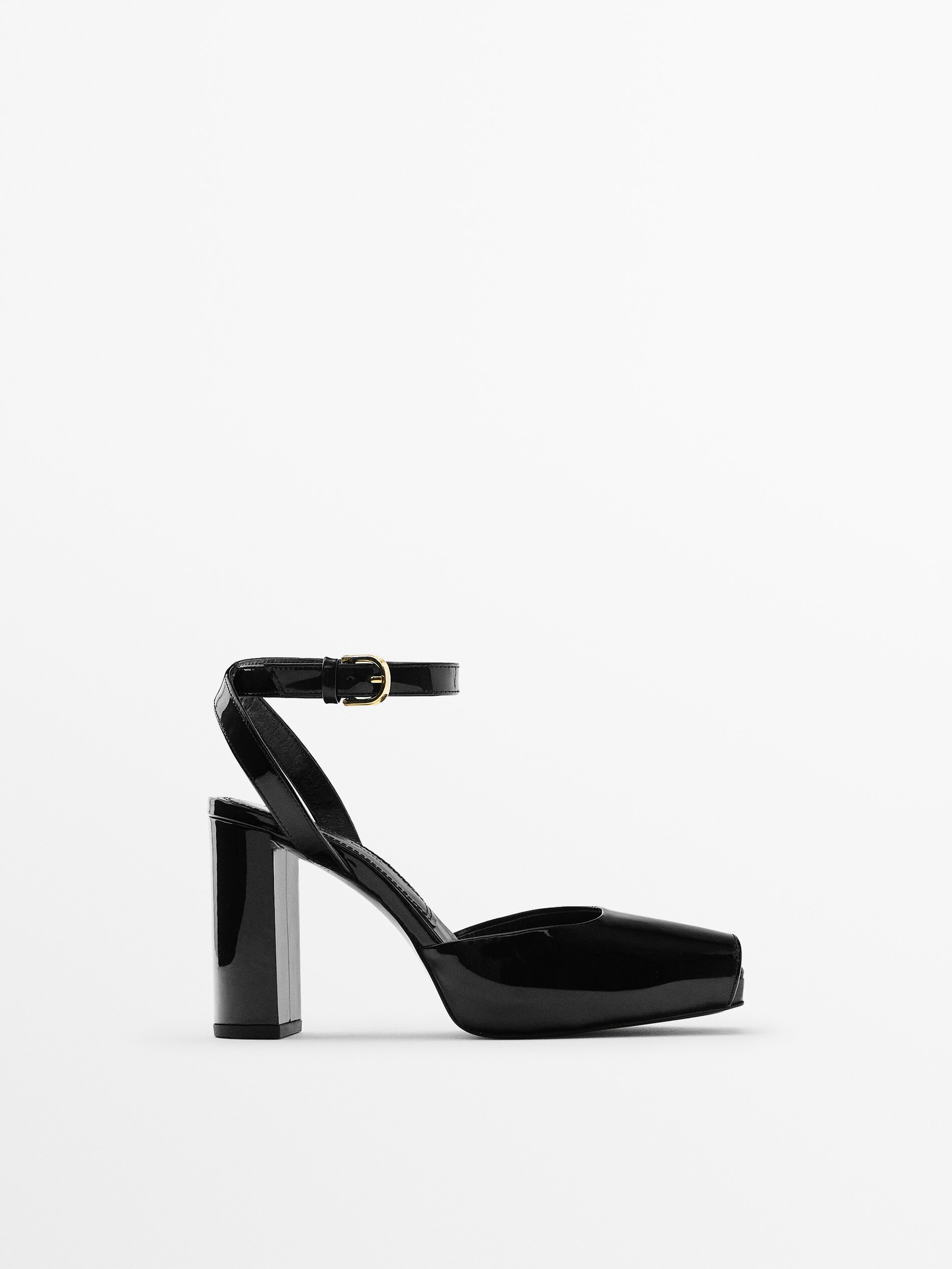 Black leather high heel mules top