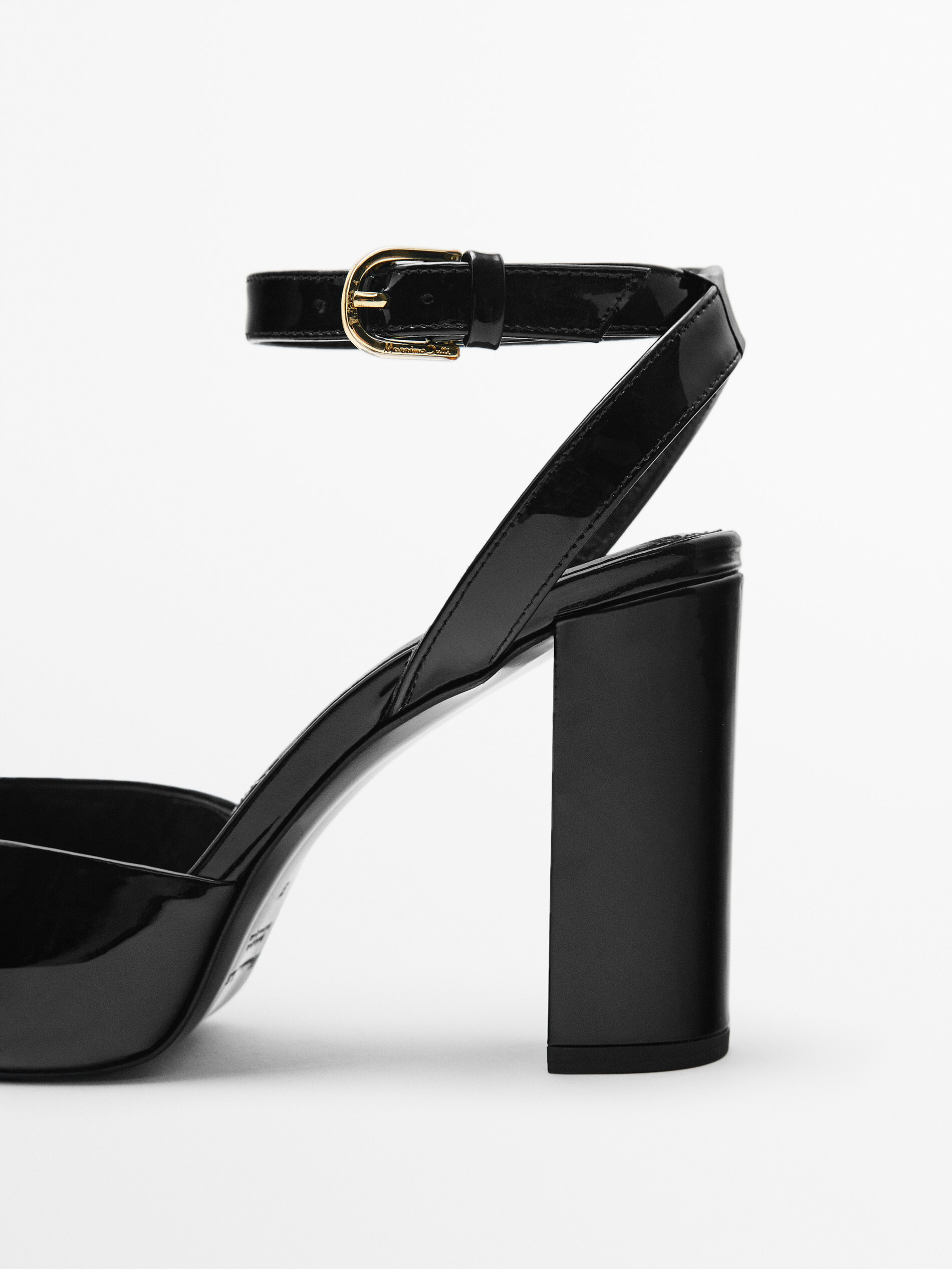 Leather high heel mules Black Heel Shoes Massimo Dutti
