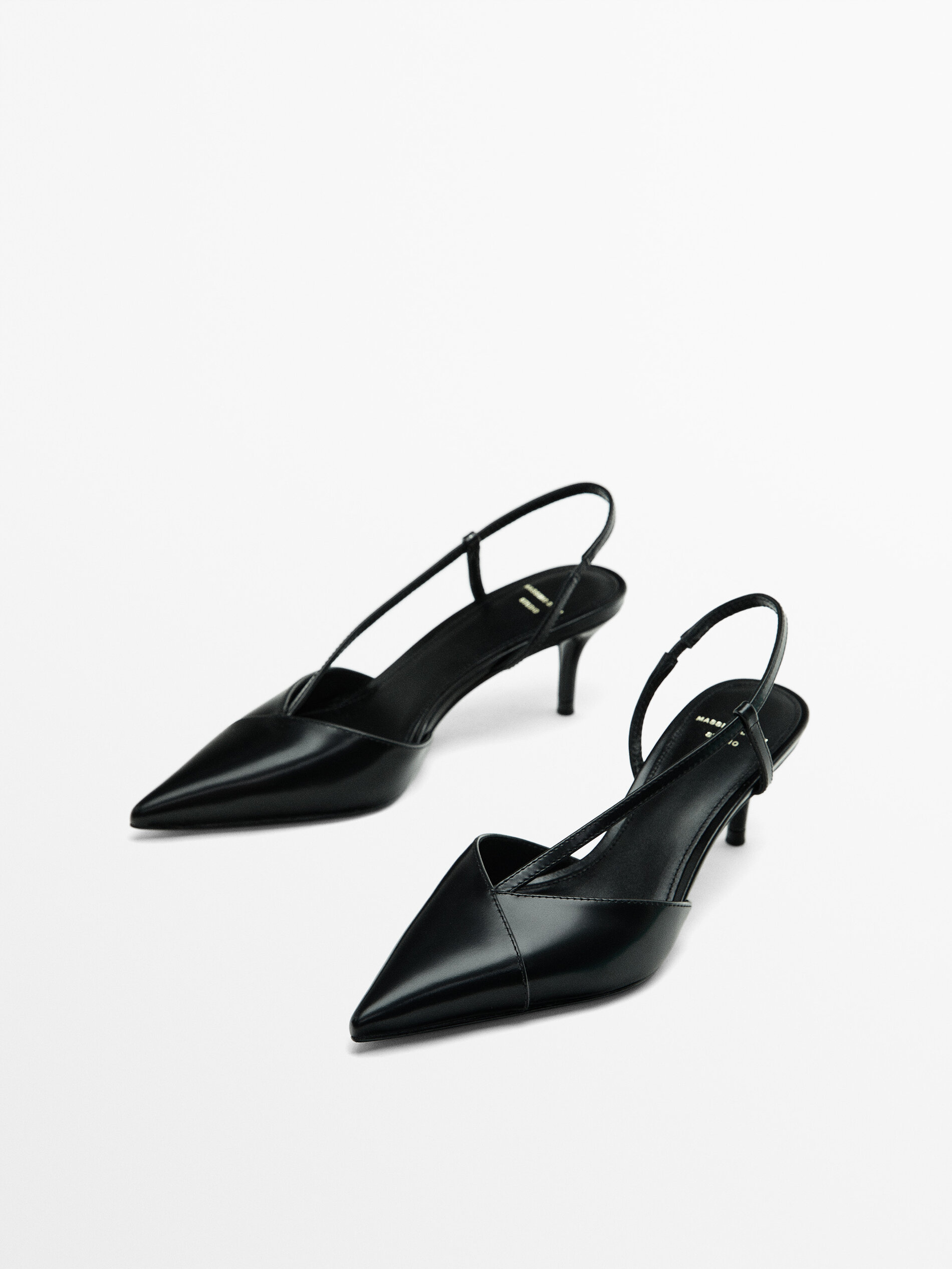 Slingback with instep strap Studio Black Heel Shoes