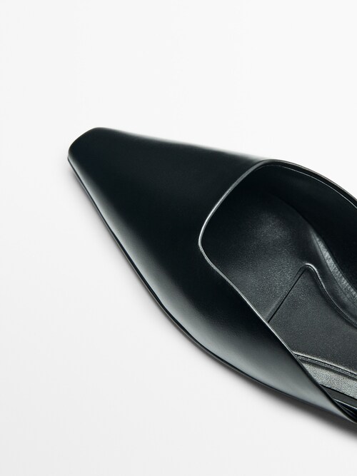 Leather slingback ballet flats - Massimo Dutti