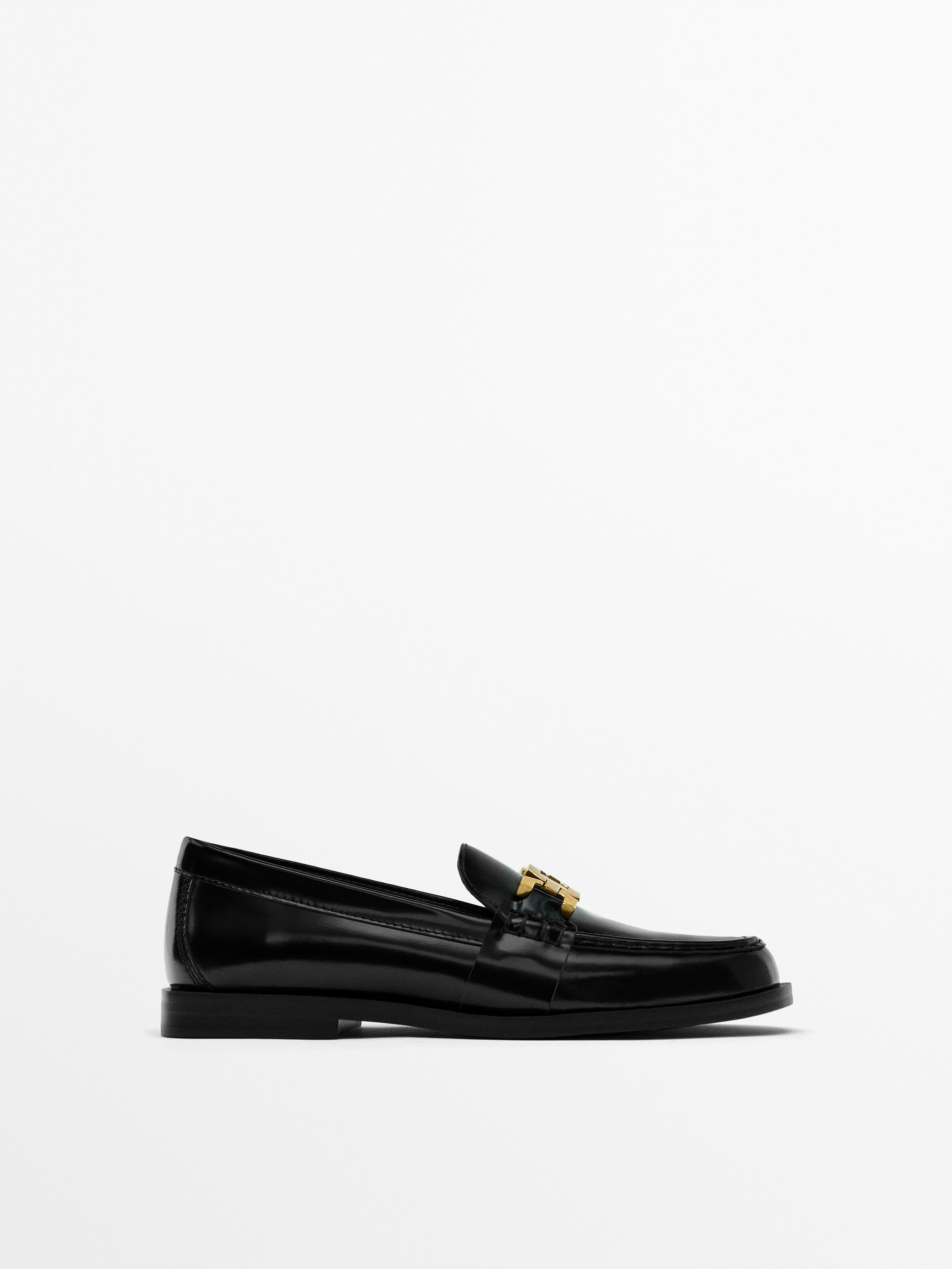 Link detail sale patent leather loafers