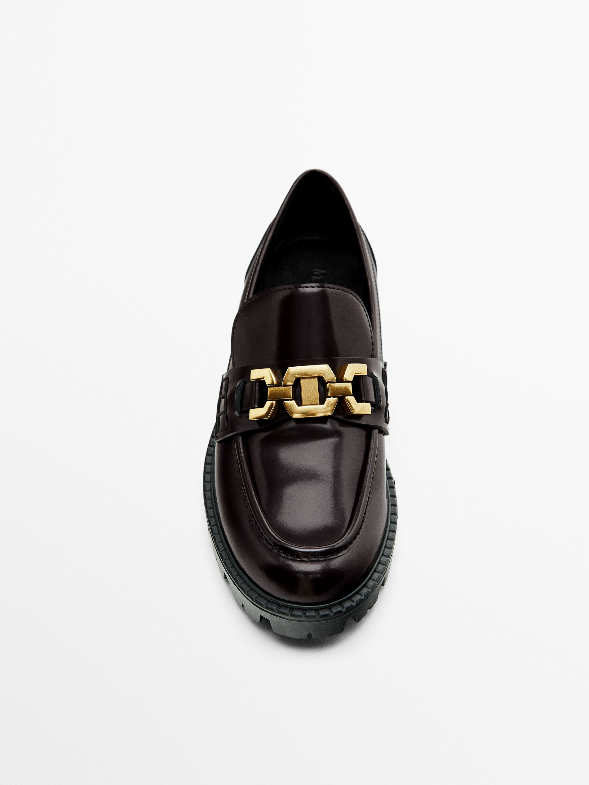 Track loafers with metal detail Burgundy Flat Shoes Massimo