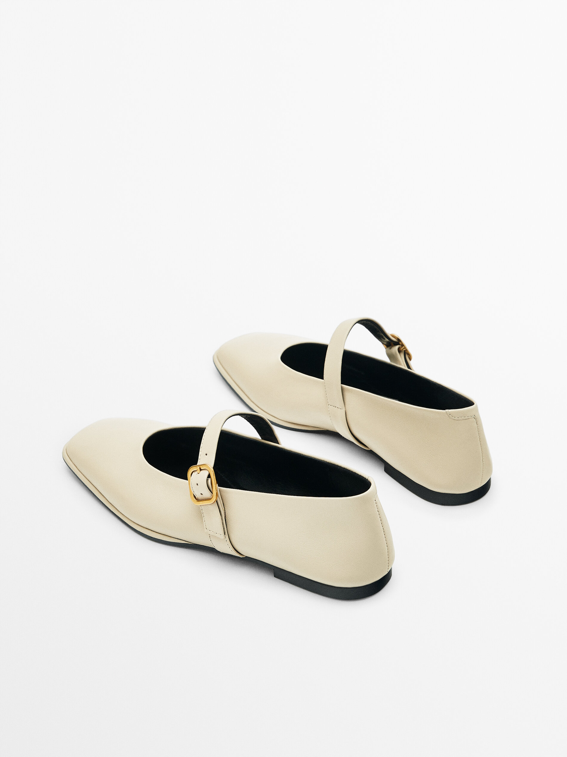 SQUARE BALLET FLATS WITH BUCKLED STRAP
