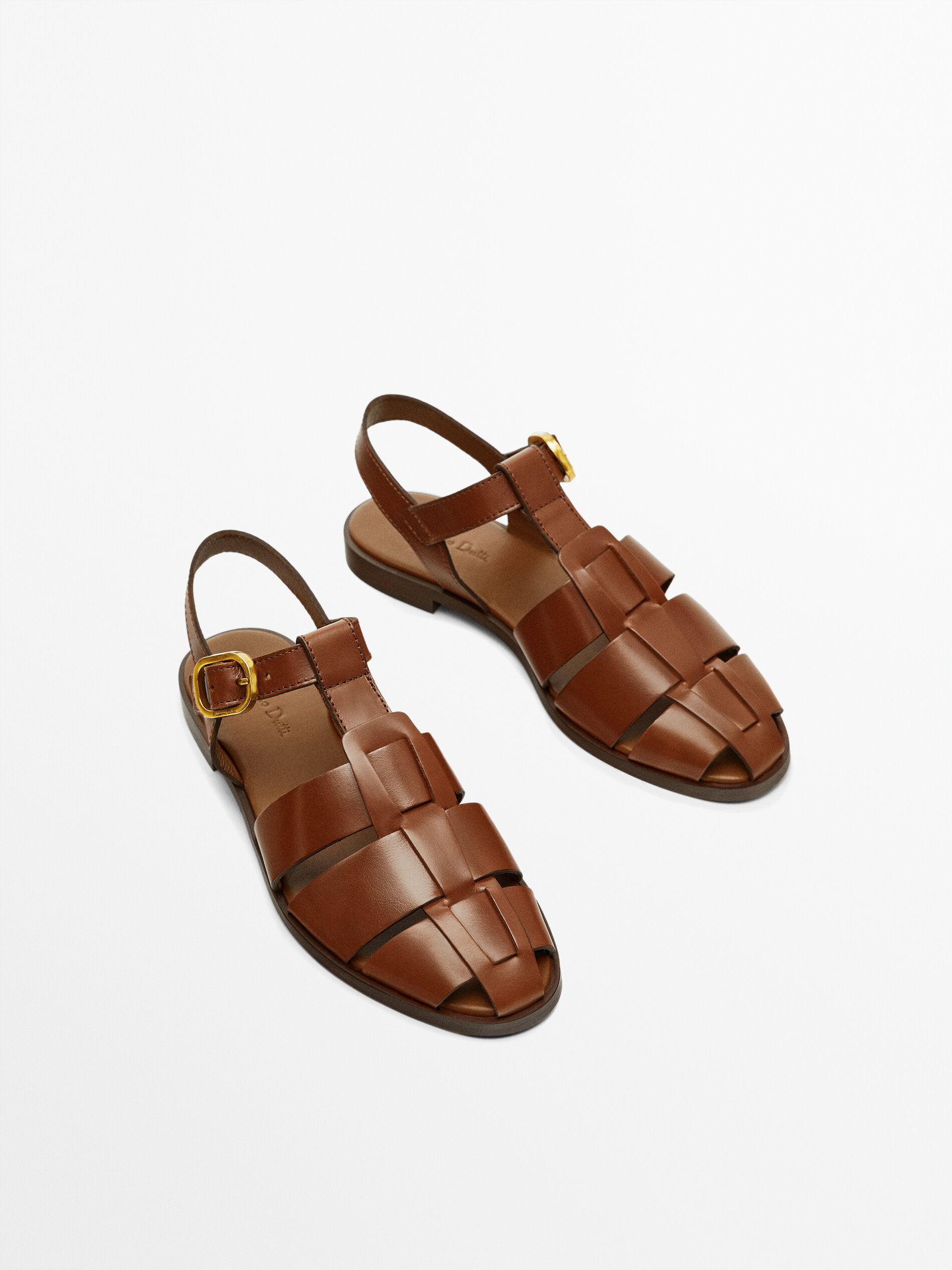 Tan caged flat best sale sandals