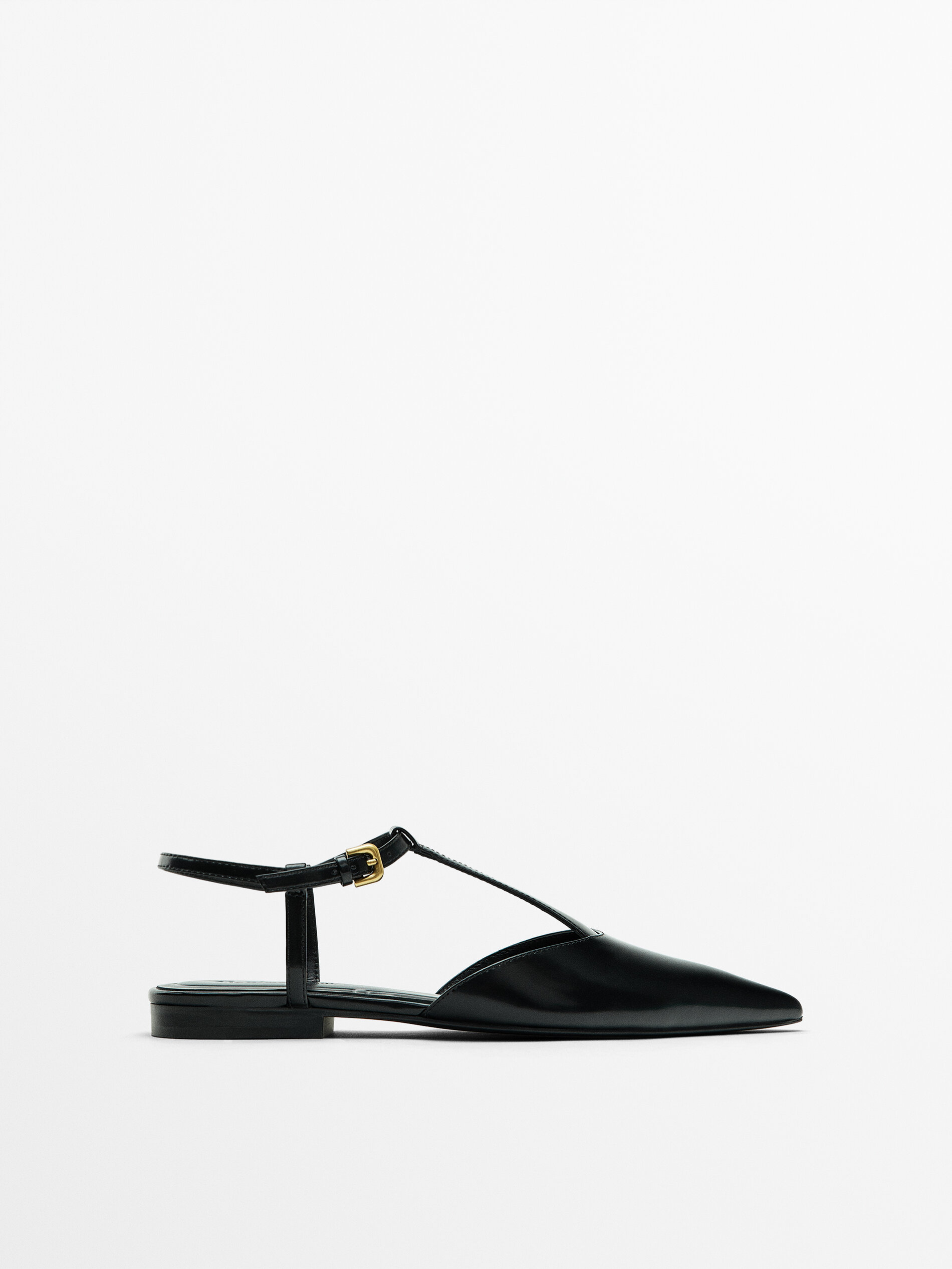 Flat shoes with instep detail Black Flat Shoes Massimo Dutti