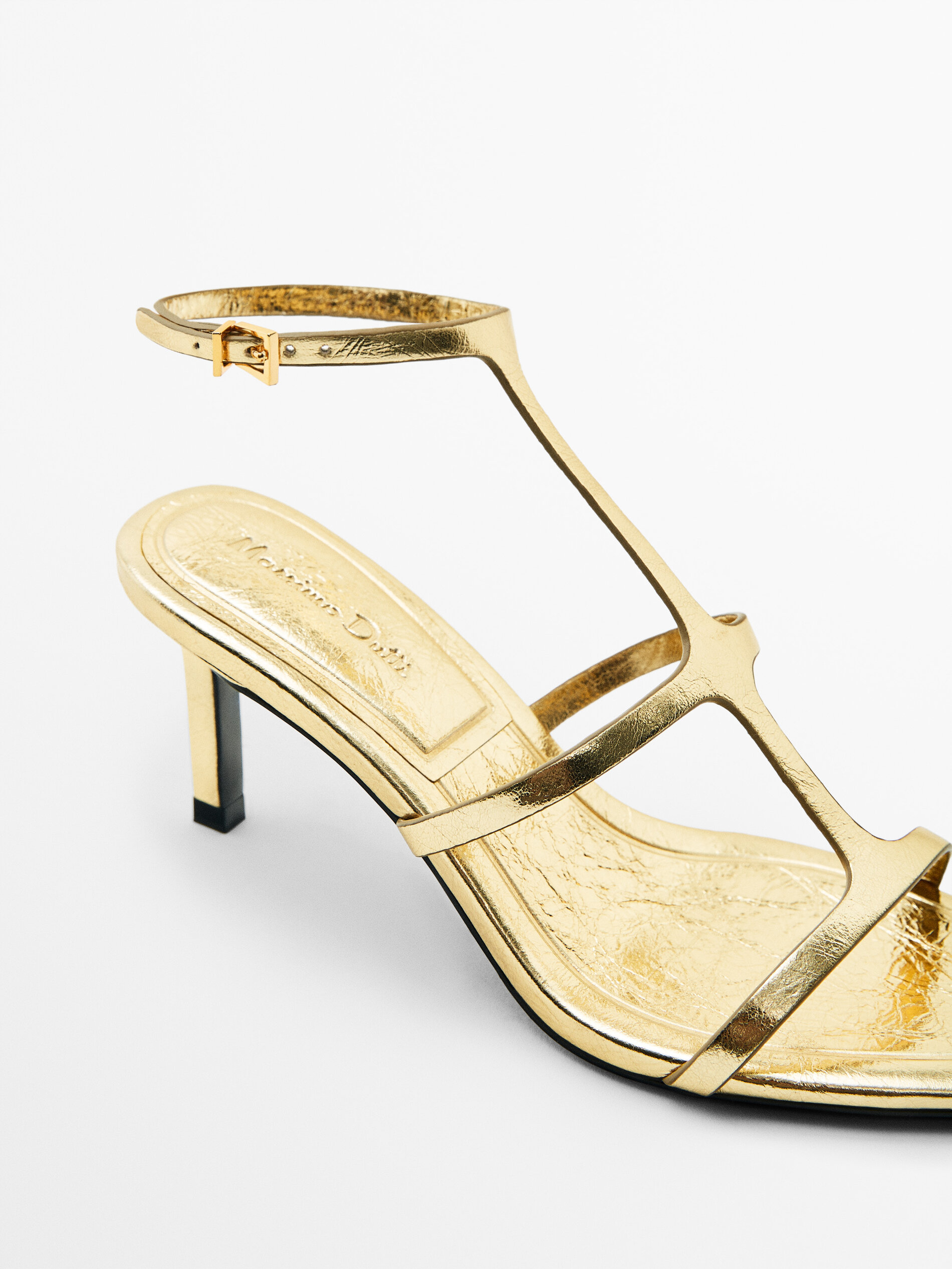 Gold leather cheap heeled sandals