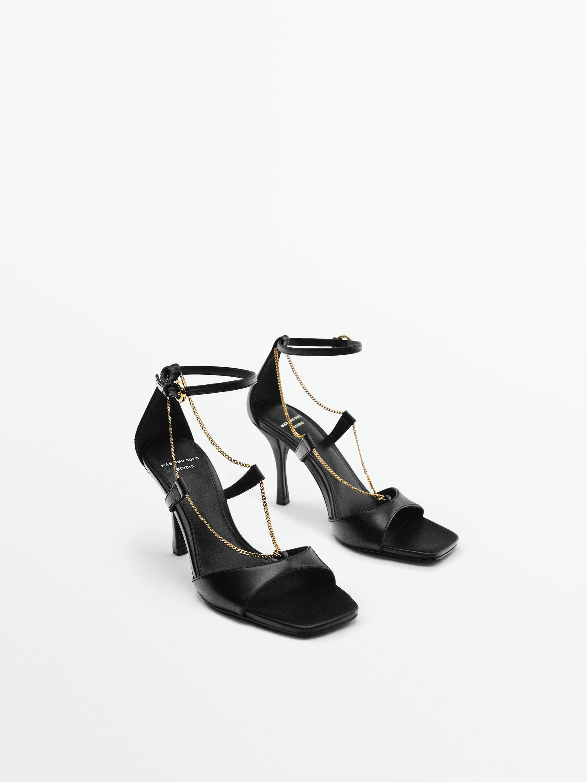 Sandali in pelle con tacco e catena Studio Nero Calzature
