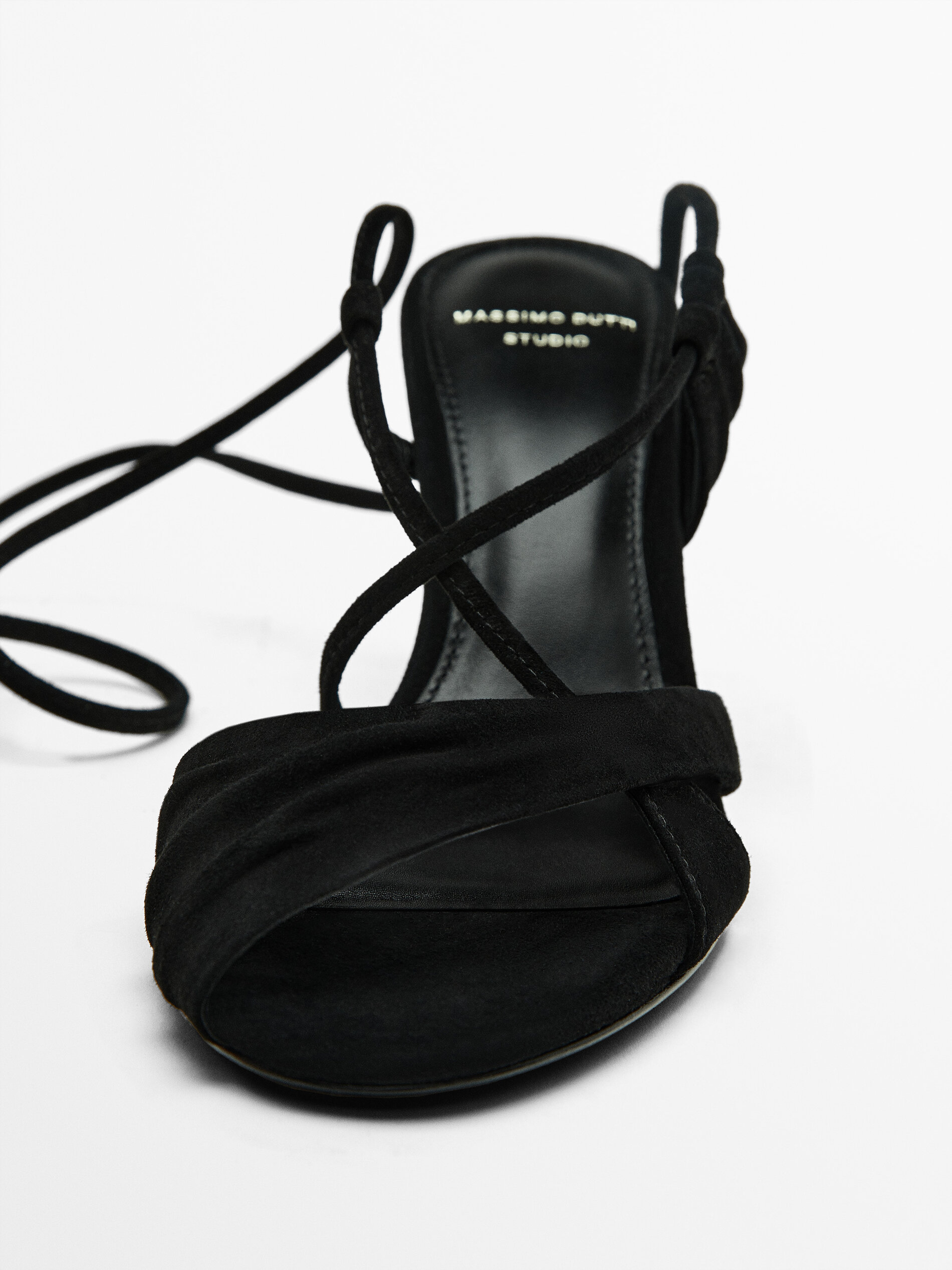 Suede high heel lace up sandals Studio Black Heeled Sandals