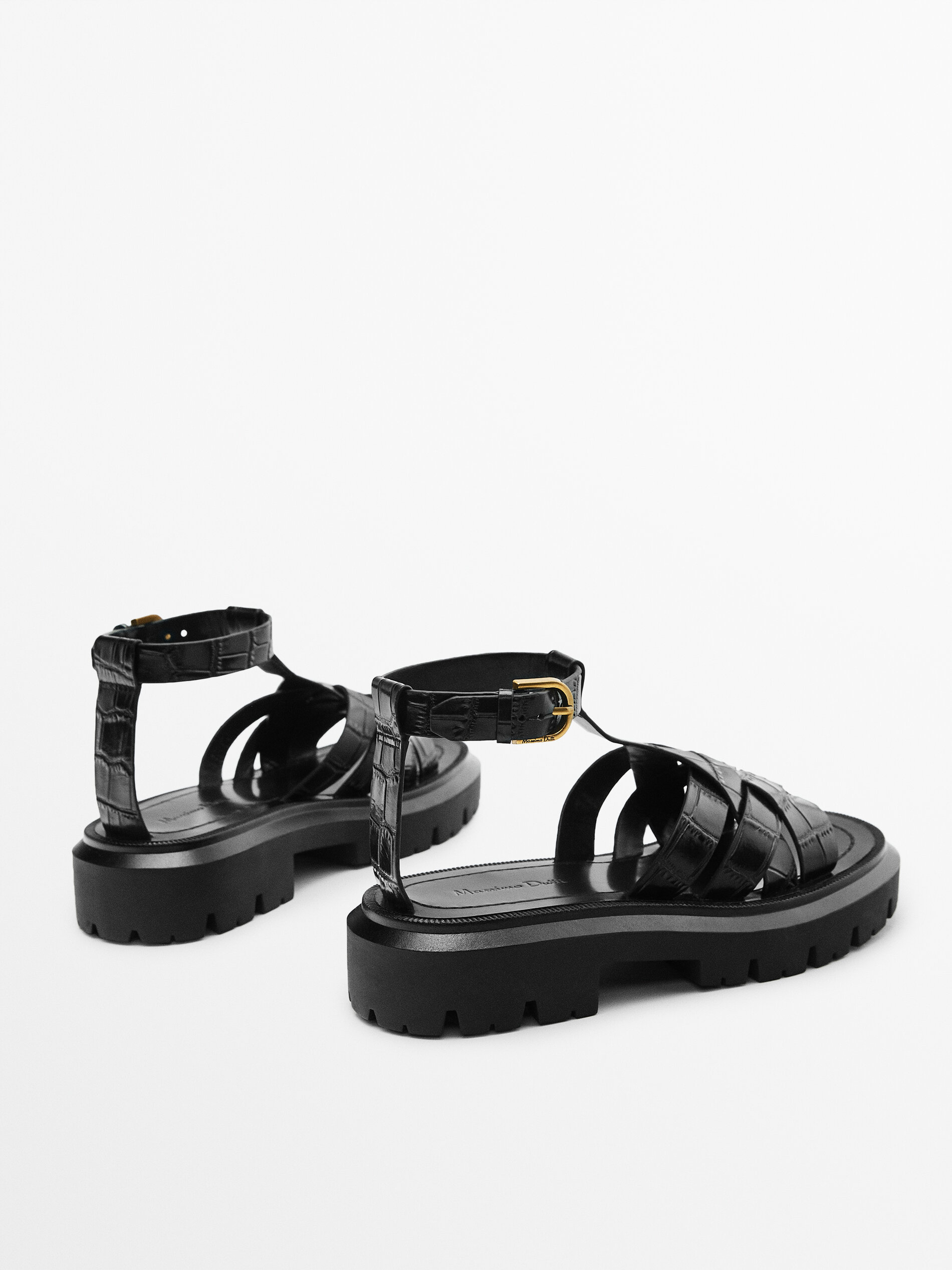 Leather sandals with super track sole