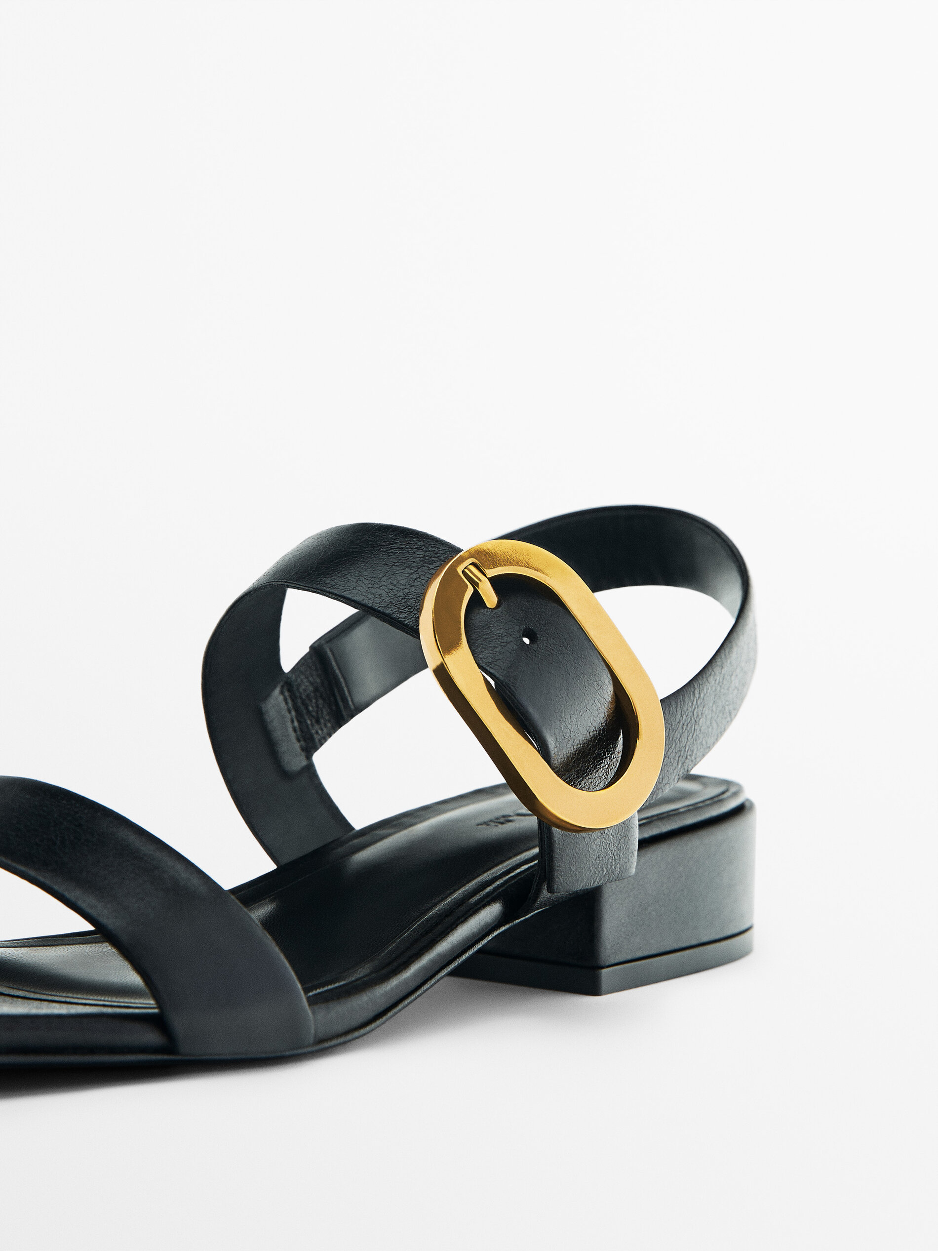 Leather high heel sandals with buckle detail