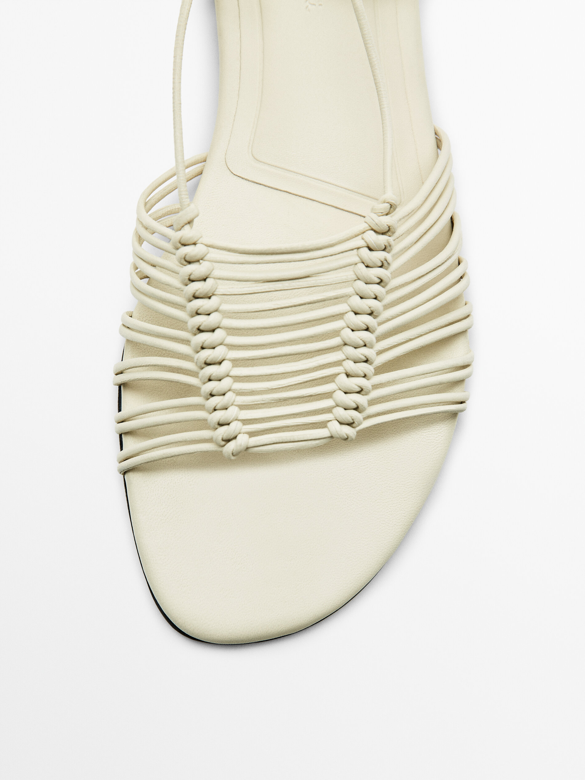 Multi strap flat sandals Cream Flat Sandals Massimo Dutti