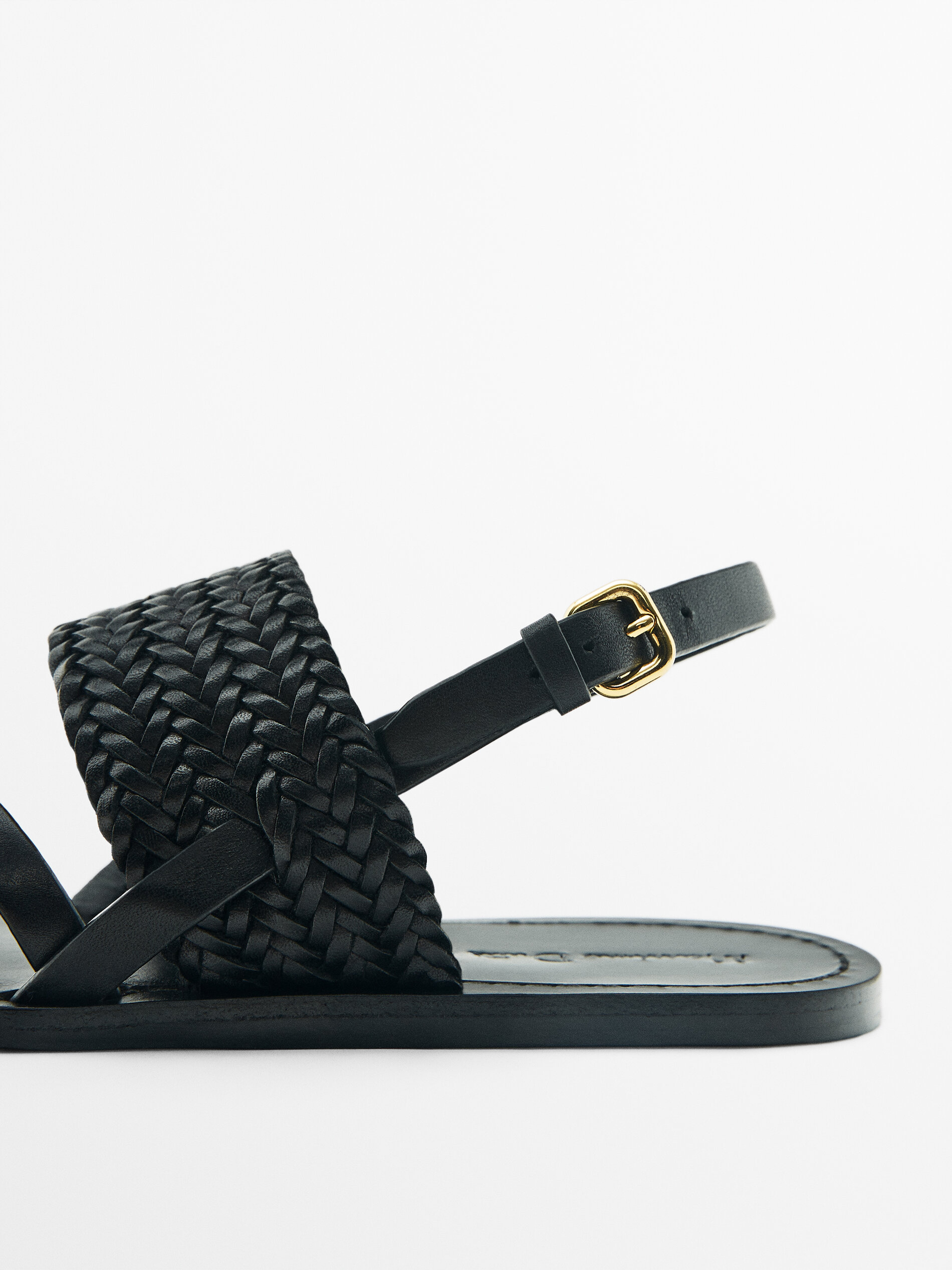 VAMP PLAITED SANDALS Black Flat Sandals Massimo Dutti