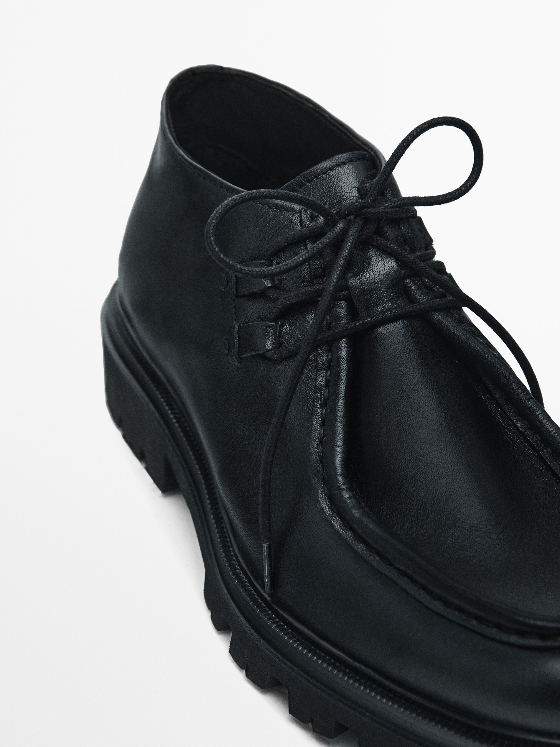 Black moc toe ankle boots Black Shoes Massimo Dutti
