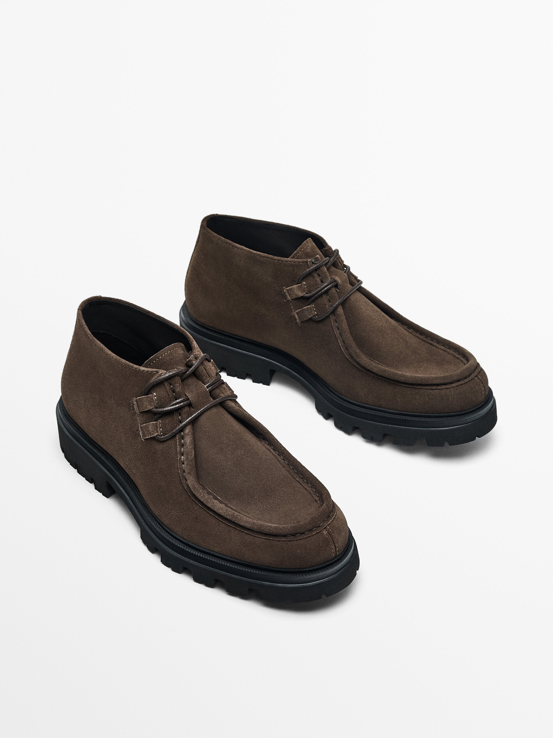 Moc toe split suede ankle boots Mink Shoes Massimo Dutti