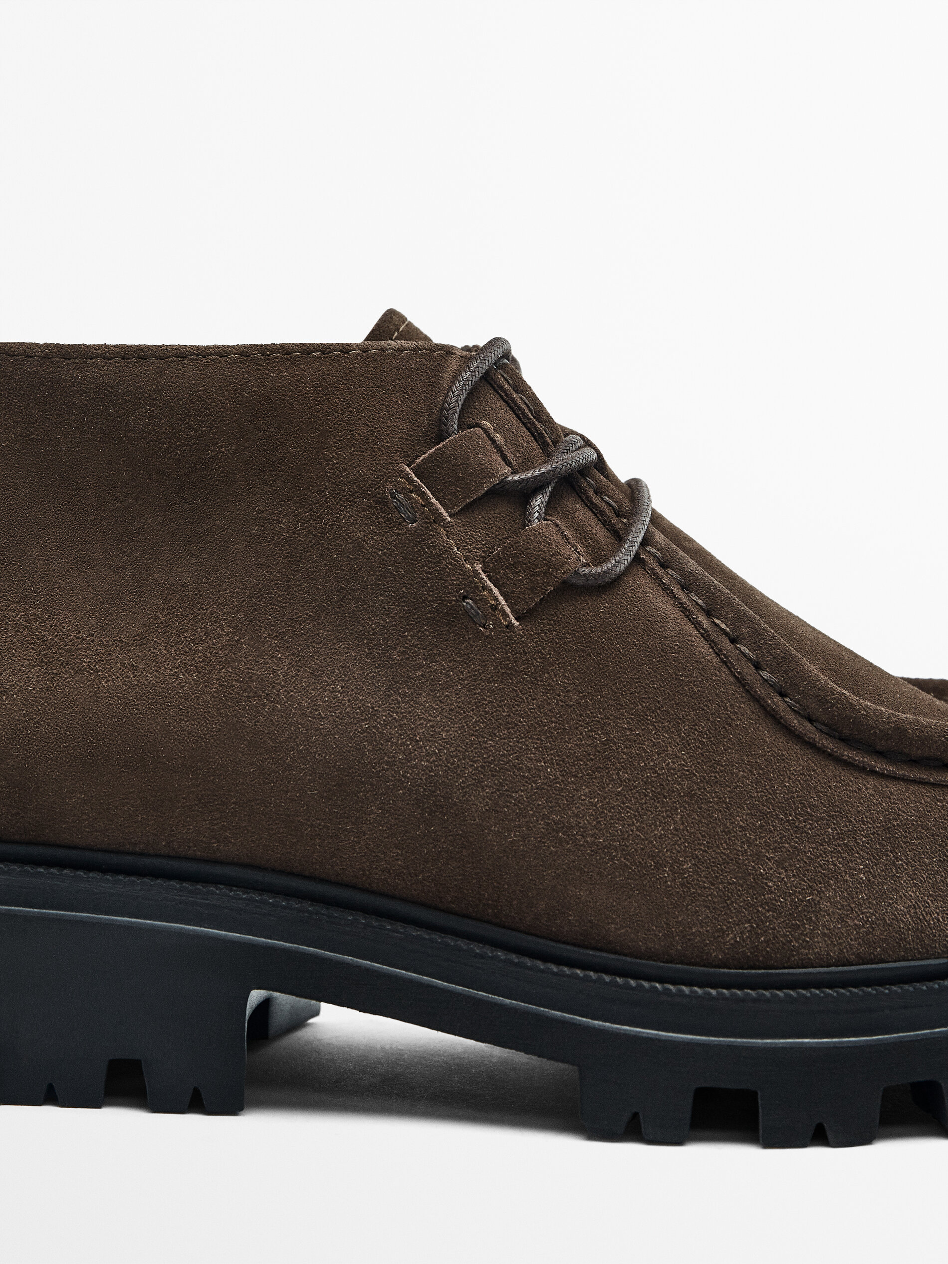 Moc toe split suede ankle boots Mink Shoes Massimo Dutti