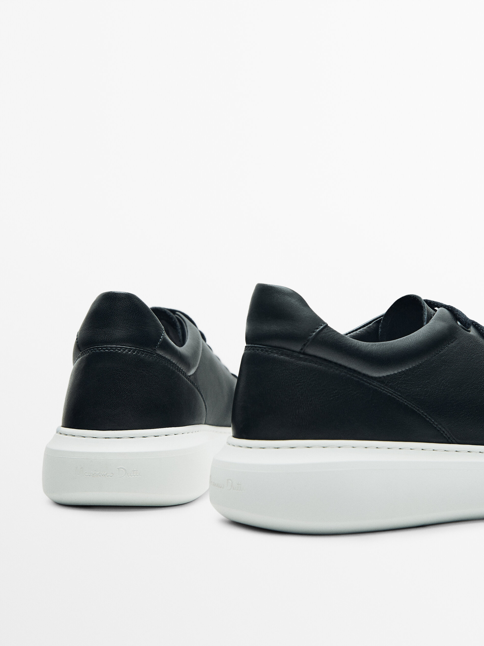 Leather trainers Blue Shoes Massimo Dutti