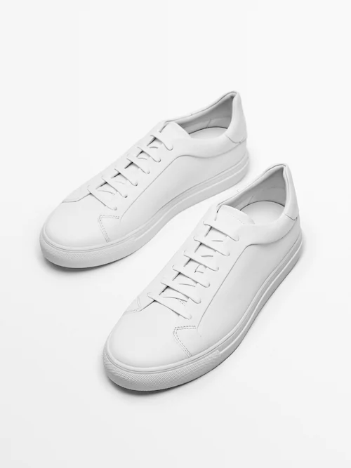 forarbejdning Fortryd metodologi Hvide sneakers i læder - Massimo Dutti