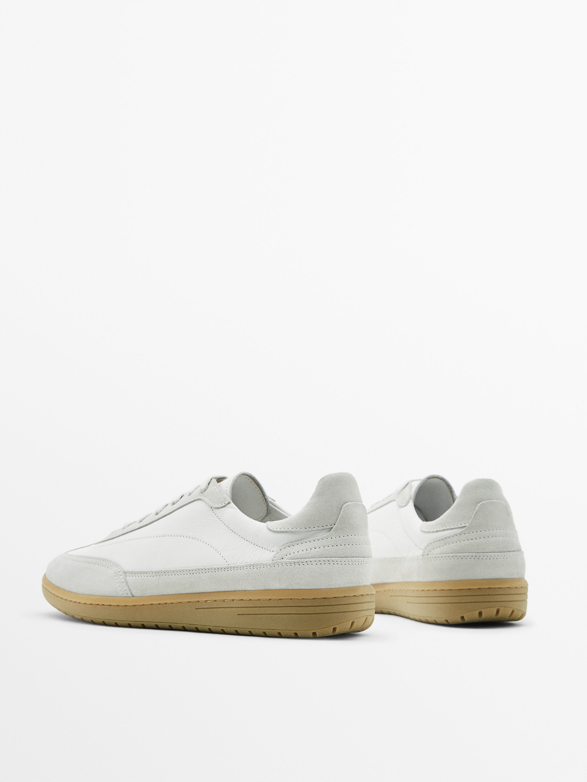 Massimo dutti white leather trainers sale