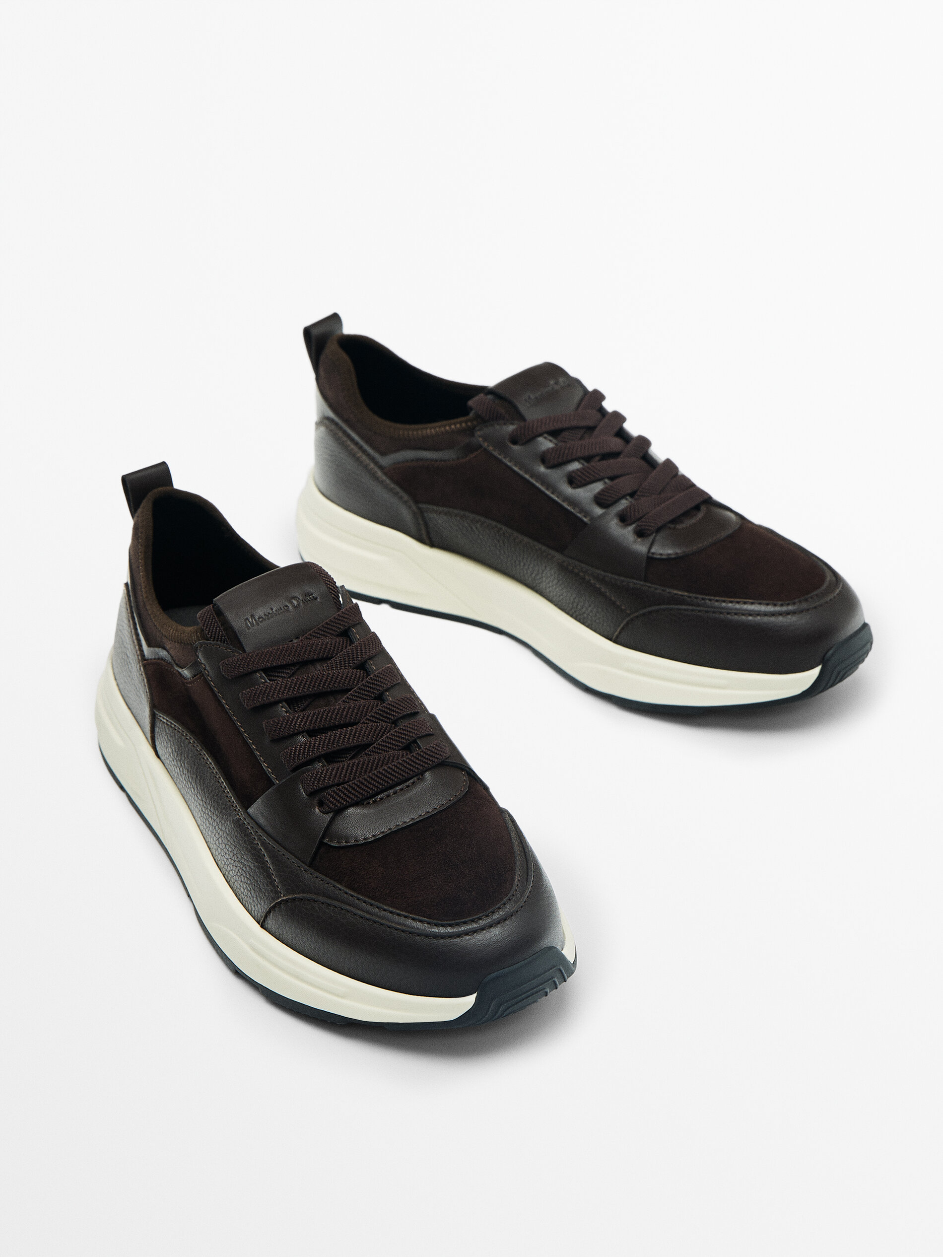 Dark brown nubuck trainers Brown Shoes Massimo Dutti