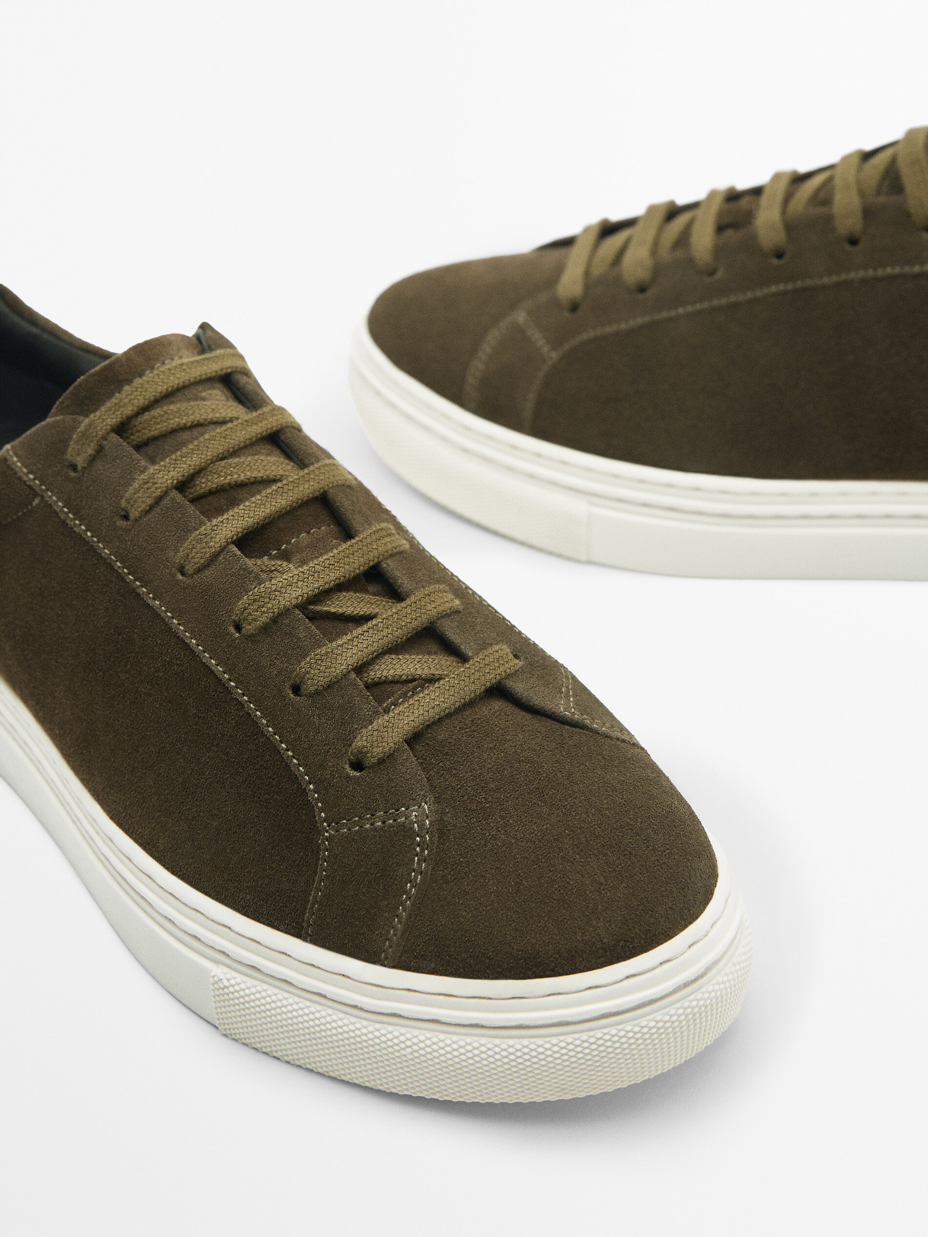 Khaki suede shop trainers