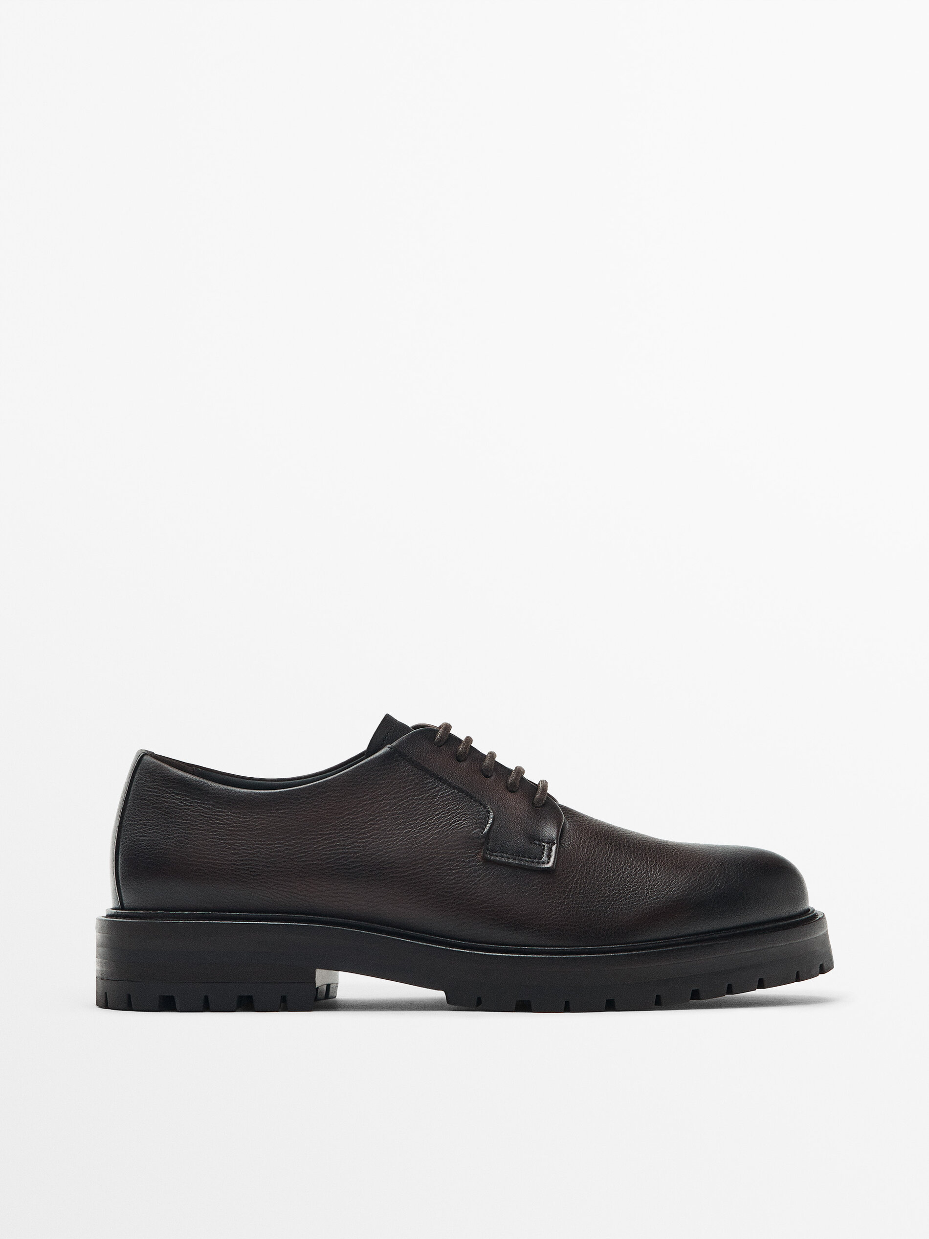 Zapato blucher piel marr n Marr n Zapatos Massimo Dutti