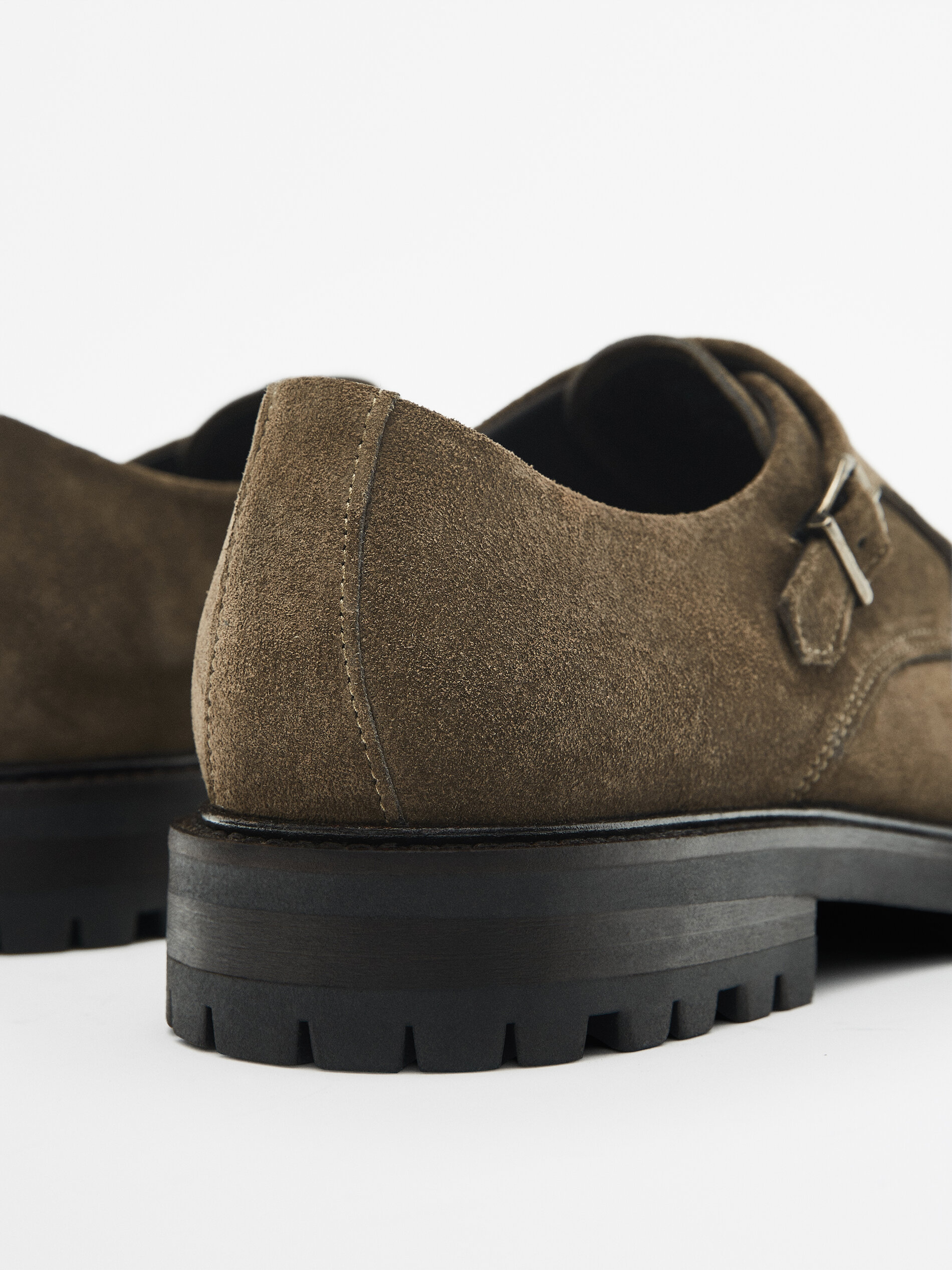 Split suede monk shoes Sand Shoes Massimo Dutti