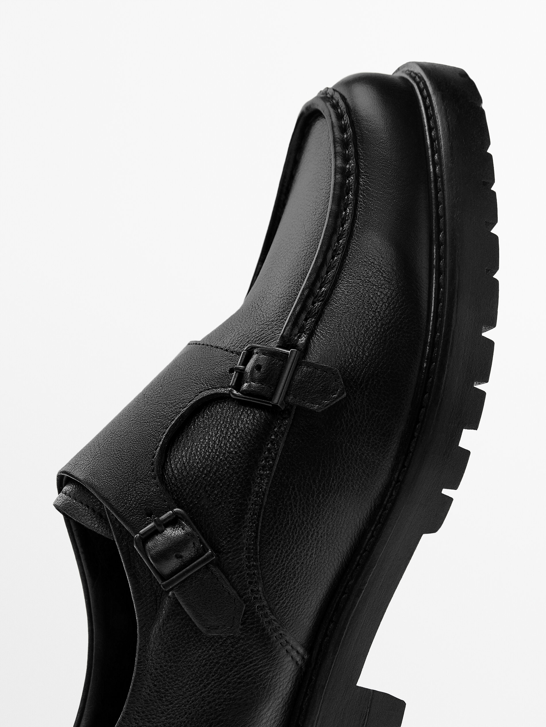 Nappa leather monk shoes Black Shoes Massimo Dutti