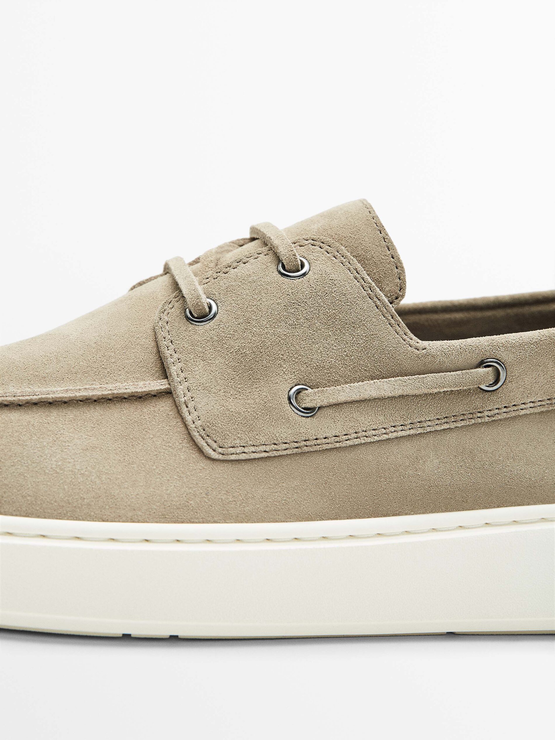 Sand split suede deck shoes