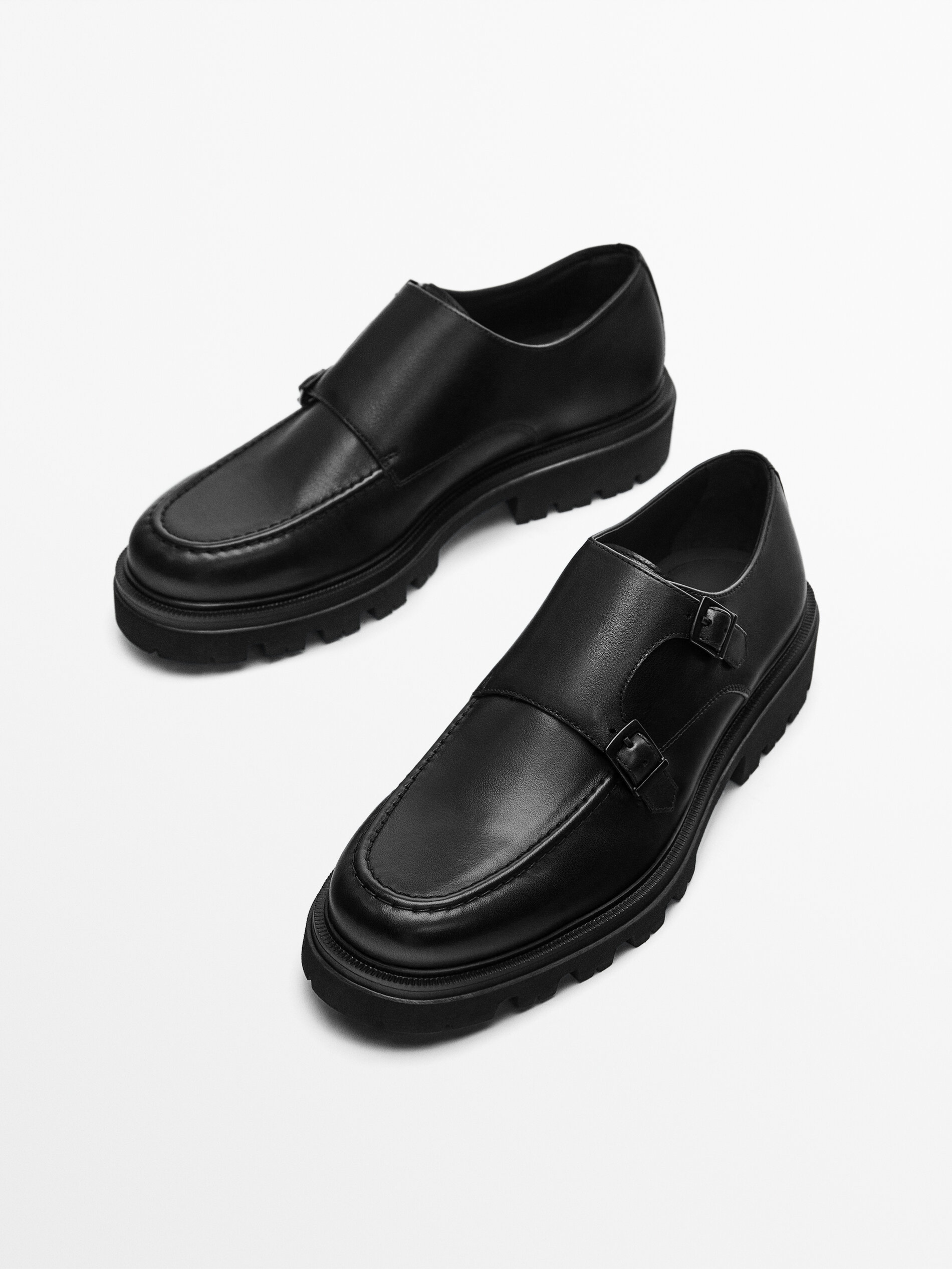 Black nappa monk shoes